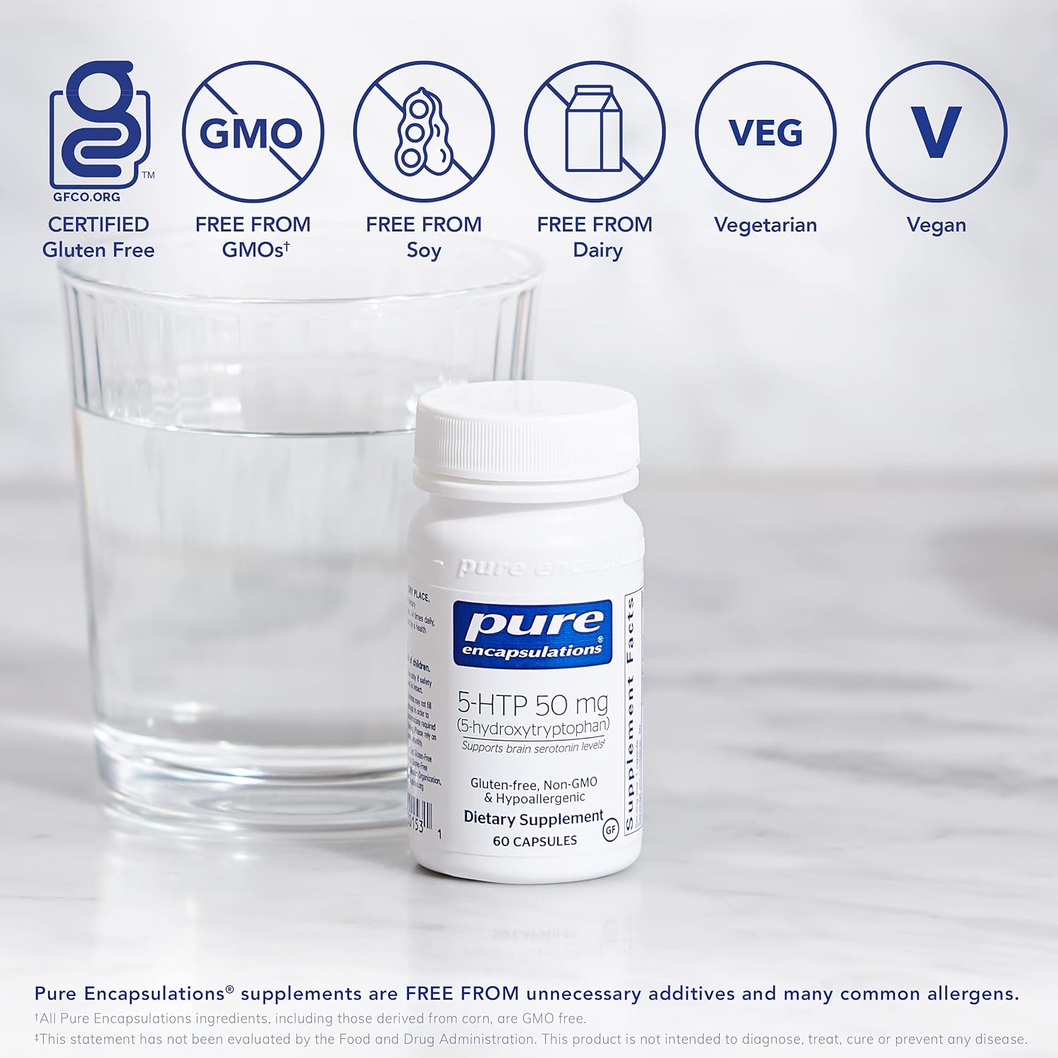 Pure Encapsulations 5-HTP 50 mg | 5-Hydroxytryptophan Supplement for Brain, Sleep, Eating Behavior, and Serotonin Support* | 60 Capsules : Health & Household