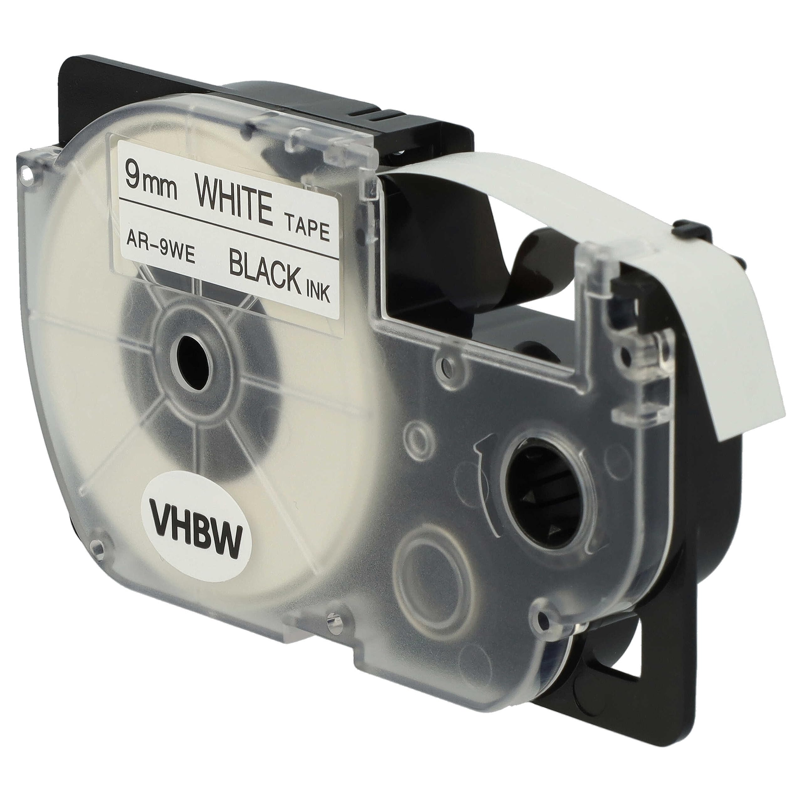 vhbw 10x Schriftband-Kassette Ersatz für Casio XR-9WE | XR-9WE1 für Etiketten-Drucker 8m x 9mm Schwarz auf Weiß