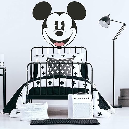 RoomMates Disney RMK4541SLM - Calcomanía de pared clásica de Mickey Head Peel & Stick