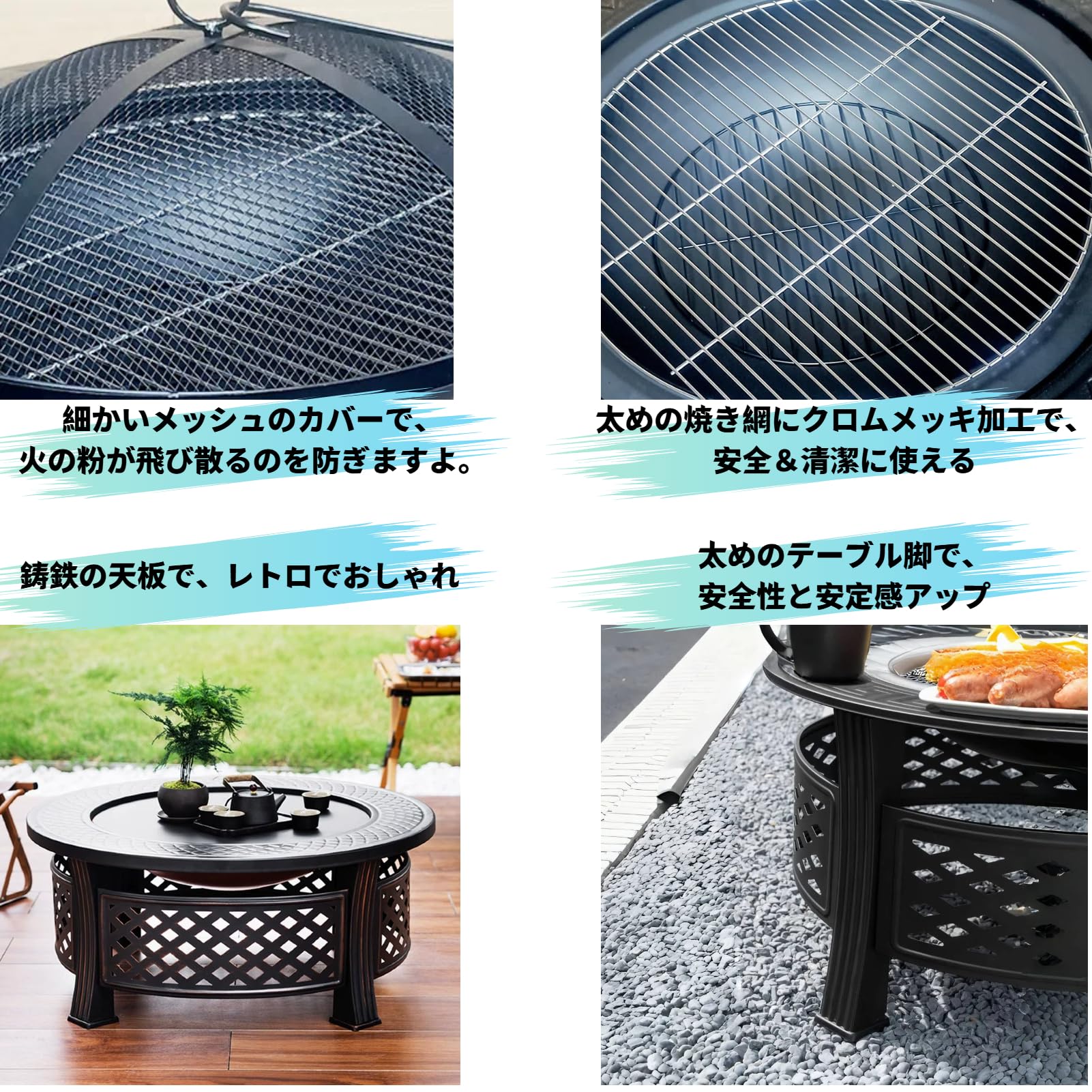 Amazon.co.jp: NiceTouch ファイヤーピット 焼き台 焚き火台 