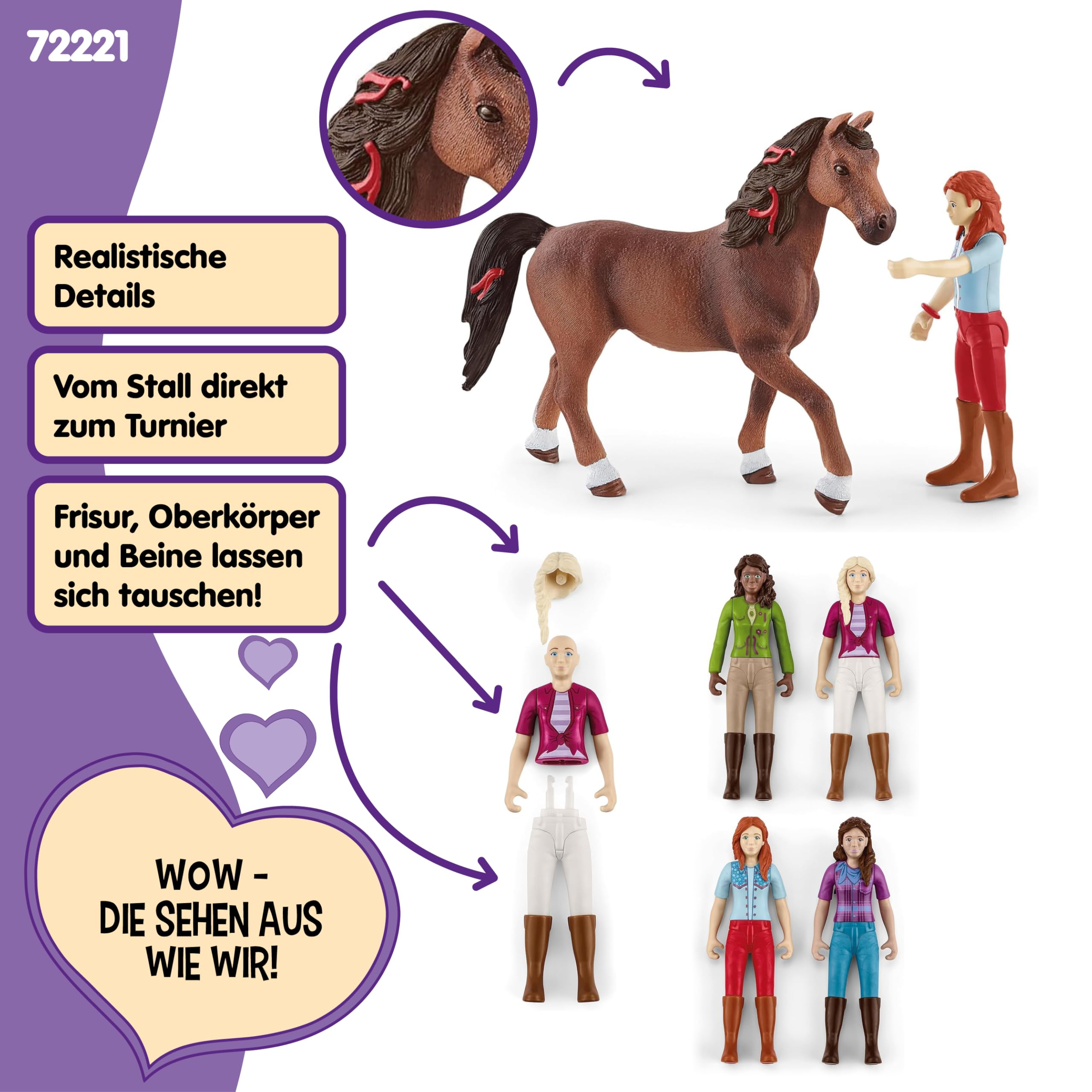 Schleich Horse Club | Ausritt 72221 | ab 5 Jahren | 40 Teile | 4 bewegliche Figuren und 4 Pferde | Geschenk für Mädchen und Jungen | Pferde Spielzeug für Kinder | exklusiv bei Amazon