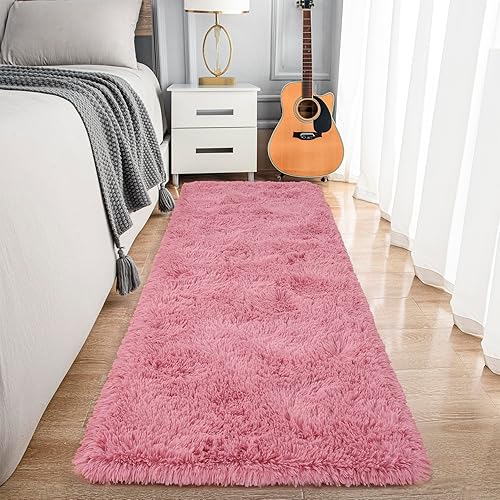 Miniatura 79 de Noahas Alfombras Esponjosas de Arcoíris para Dormitorio de Niñas, 2x4 Alfombra Peluda Rosa para Cuarto de Niños, Alfombras de Área Peludas para Sala