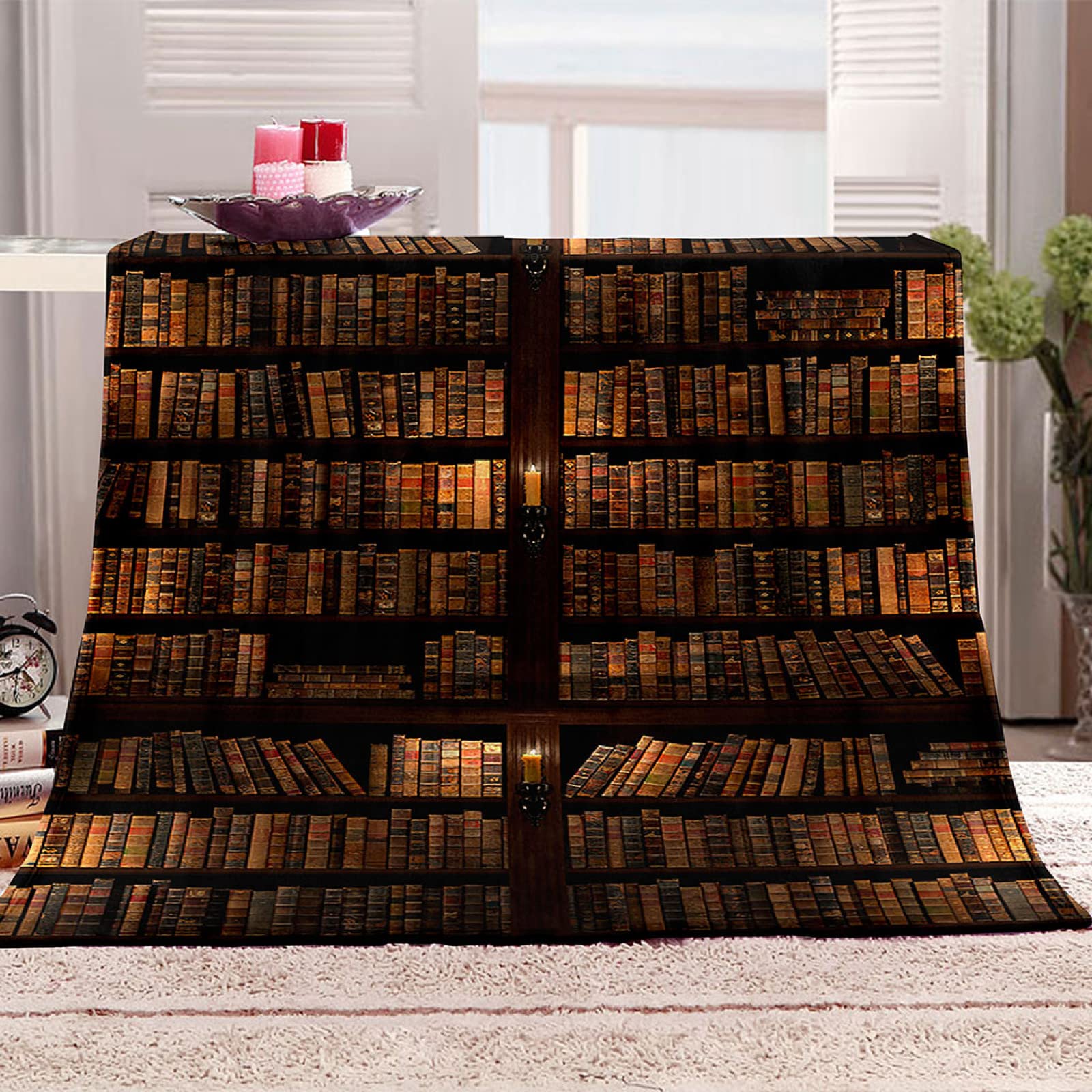 Couverture en flanelle livre d'art vintage VACSAX - Plaid polaire 140x200 cm pour canapé et salon