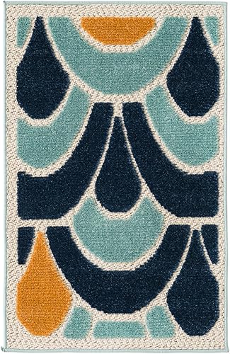 Miniatura 2 de Unique Loom Belize Outdoor Collection - Alfombra rectangular de 2 x 3 pies 1 pulgada, color azul y naranja