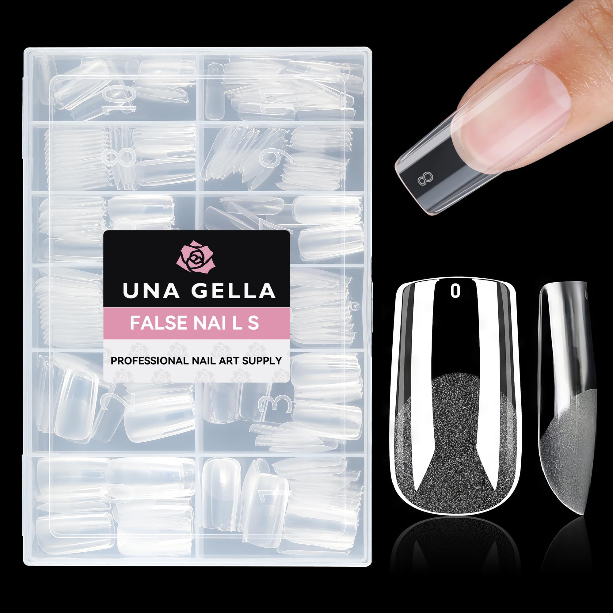 UNA GELLA Medium Square Nail tips, 312 Stück 12 Größen Soft Gelnägel Vollabdeckung Falsche Acrylnägel Tips für Press On Nails DIY Nail Art Salonverlängerungen,