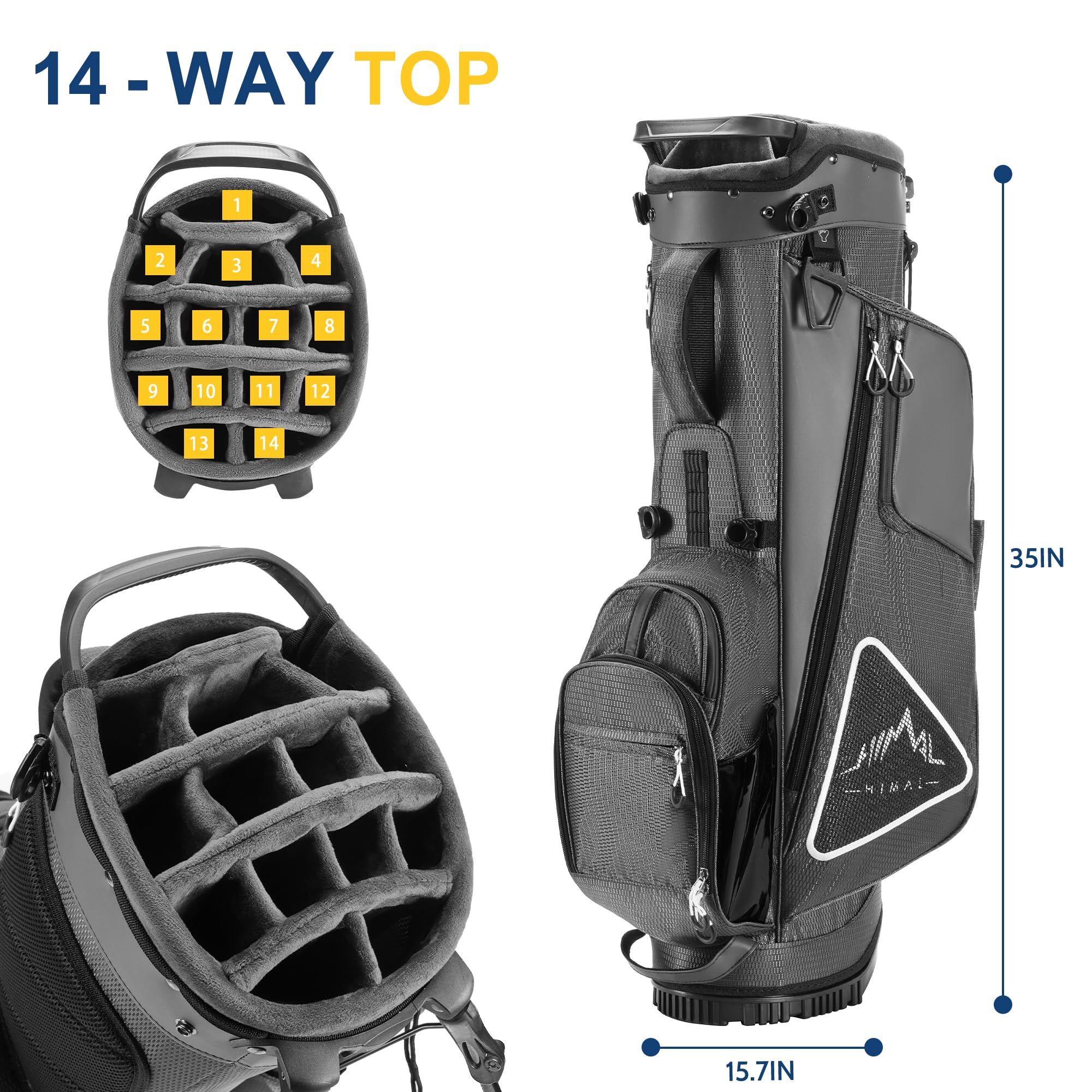 Amazon | uniHimal 14ウェイゴルフスタンドバッグ PUレザートリム付き