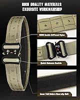 Vista 17 de Cinturón táctico para hombre, cinturón de pistola Molle de 2 pulgadas y 1.5 pulgadas con corte láser, cinturones de caza y hebilla de liberación