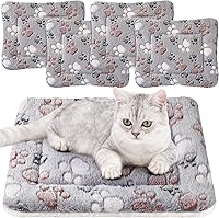 Tuanse 4-Pack Ultra Soft Reversible Fleece Pet Bed Mats for Dogs Cats Hamsters - Cute Prints Washable Crate Pads 13x19 Inch Light Gray