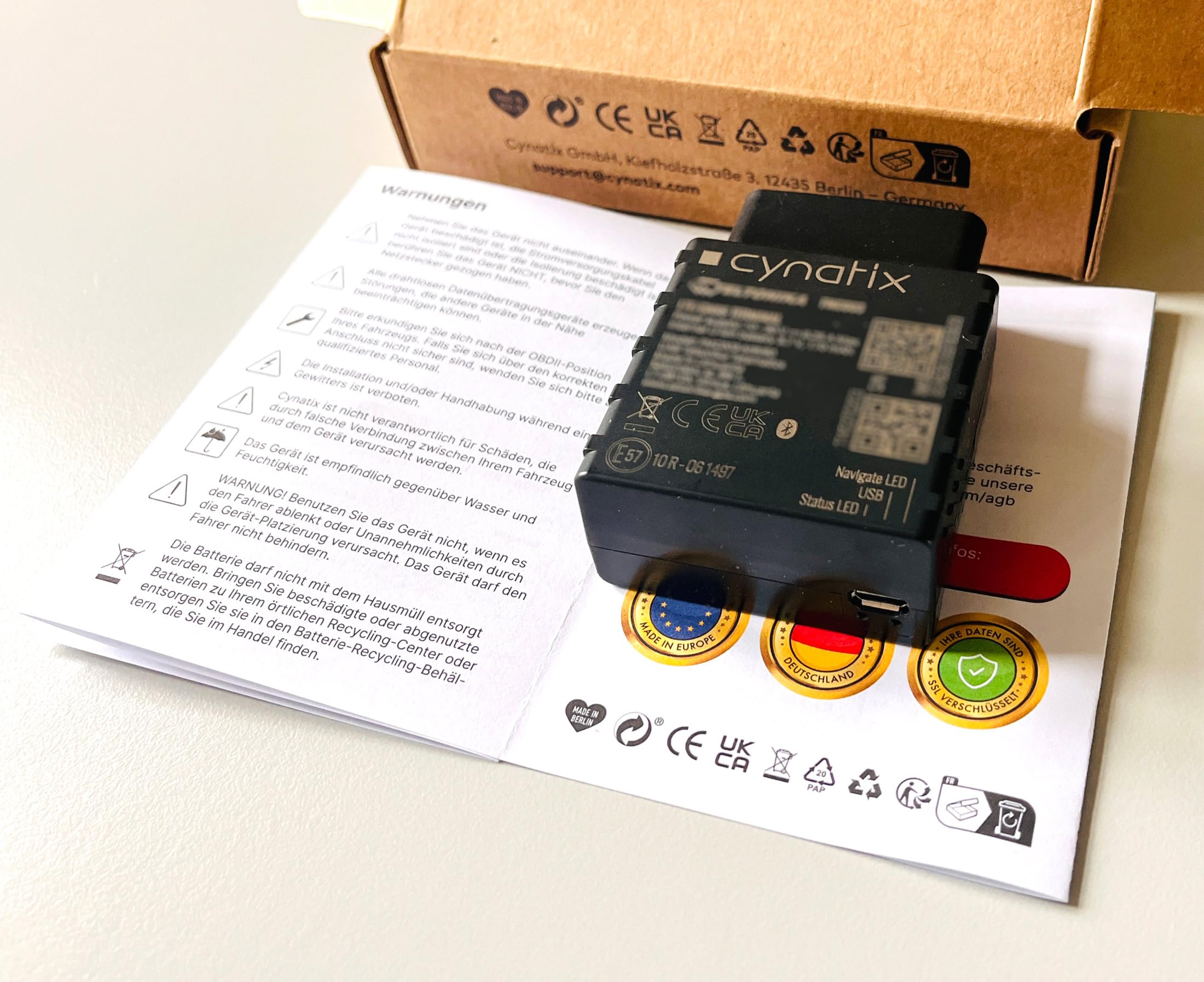 OHNE ABO | 4G-Pro Cynatix GPS Tracker Komplettpaket 2 Jahre | Echtzeit-Ortung inkl. SIM & App | Auto, LKW, Wohnmobil, Transporter