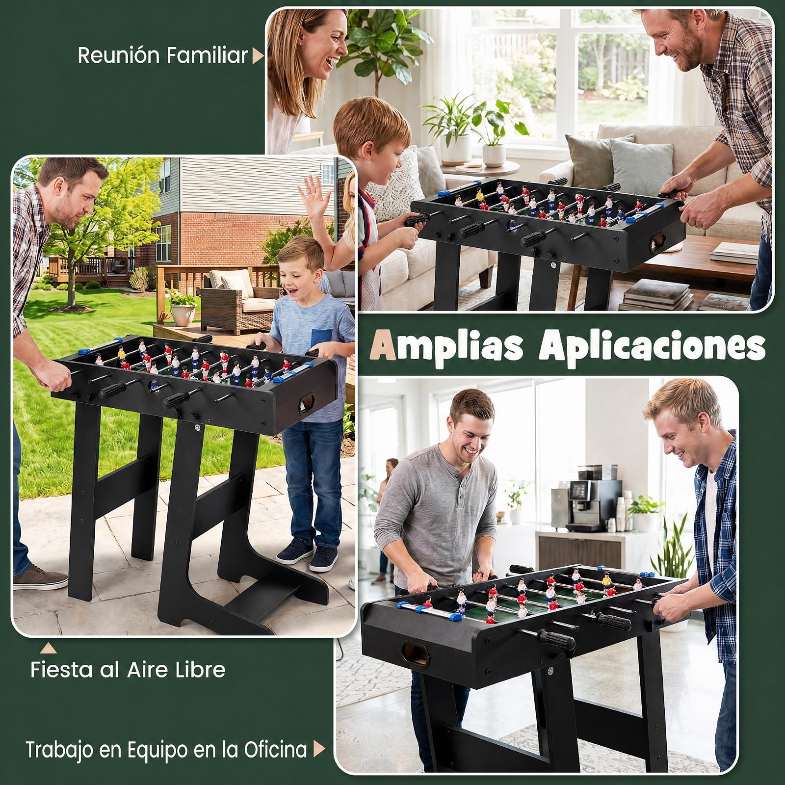 COSTWAY Futbolín de Mesa Plegable, Juego con Asas Duraderas | 2 Pelotas de Futbol, Marcador de Puntos para Fiestas, Actividades de de Grupos, Futbolín para Bar, Sala de Juegos, Dormitorio