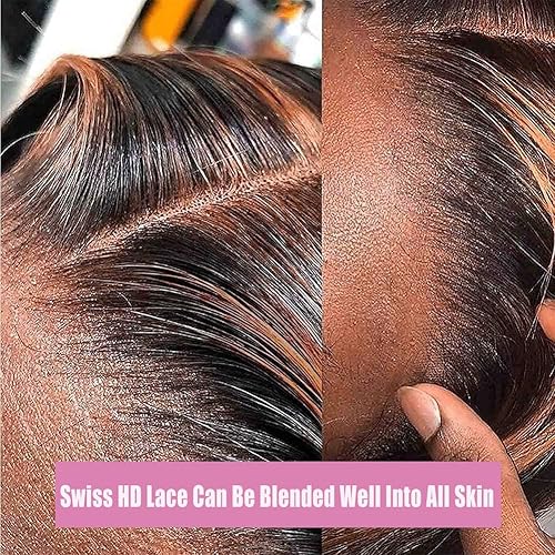 Miniatura 9 de Peluca de cabello humano con encaje frontal ombré, prearrancado 427 marrón miel rubio ondulado, encaje frontal de 13 x 4 pulgadas, densidad del 150