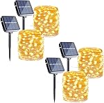 Joomer Solar Fairy Lights, 2-Pack Total 80FT 240LED Lights, Warm White | Copper Wire, Solar String Light Waterproof 8 Lighting Modes for Patio Fence Party Garden Yard Home Outdoor Decoration
