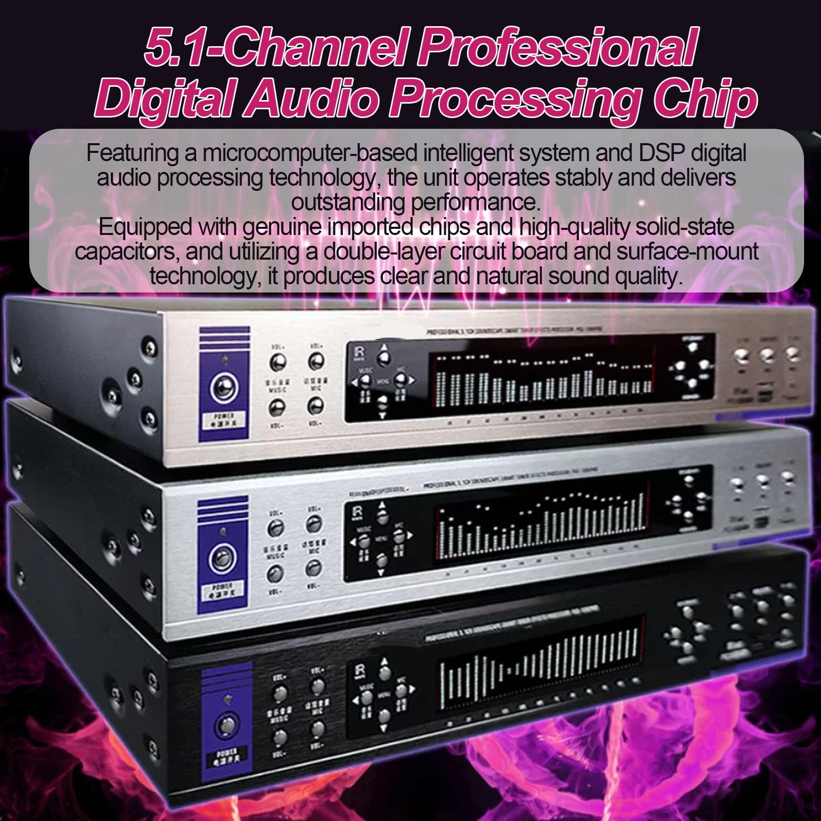 Égaliseur Graphique Stéréo, Égaliseur Audio Hi-FI, Compatible Bluetooth Et Entrée USB, Affichage du Spectrum Musical À 32 Segments, Décodeur Optique Coaxial, Télécommande, Black