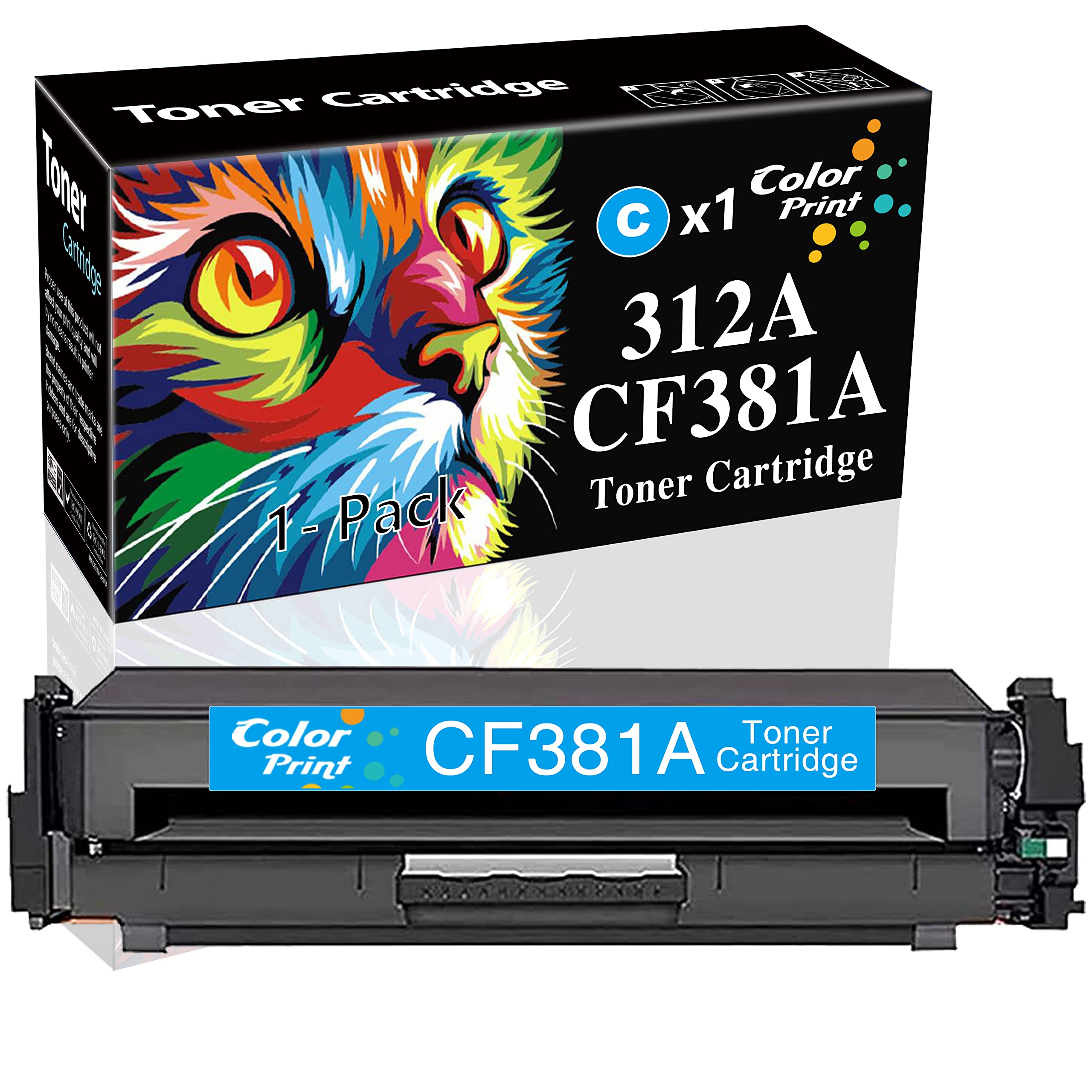 Colorprint Compatible Toner Cartridge Replacement for HP 312A CF381A Cyan 312X CF381X CF380A CF380X Work with Color Pro MFP M476dn M476dw M476dnw