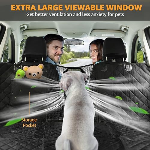Miniatura 2 de nzonpet Fundas de asiento trasero para perros para camiones, 100% impermeables con ventana de malla grande, hamaca XL antideslizante a prueba de