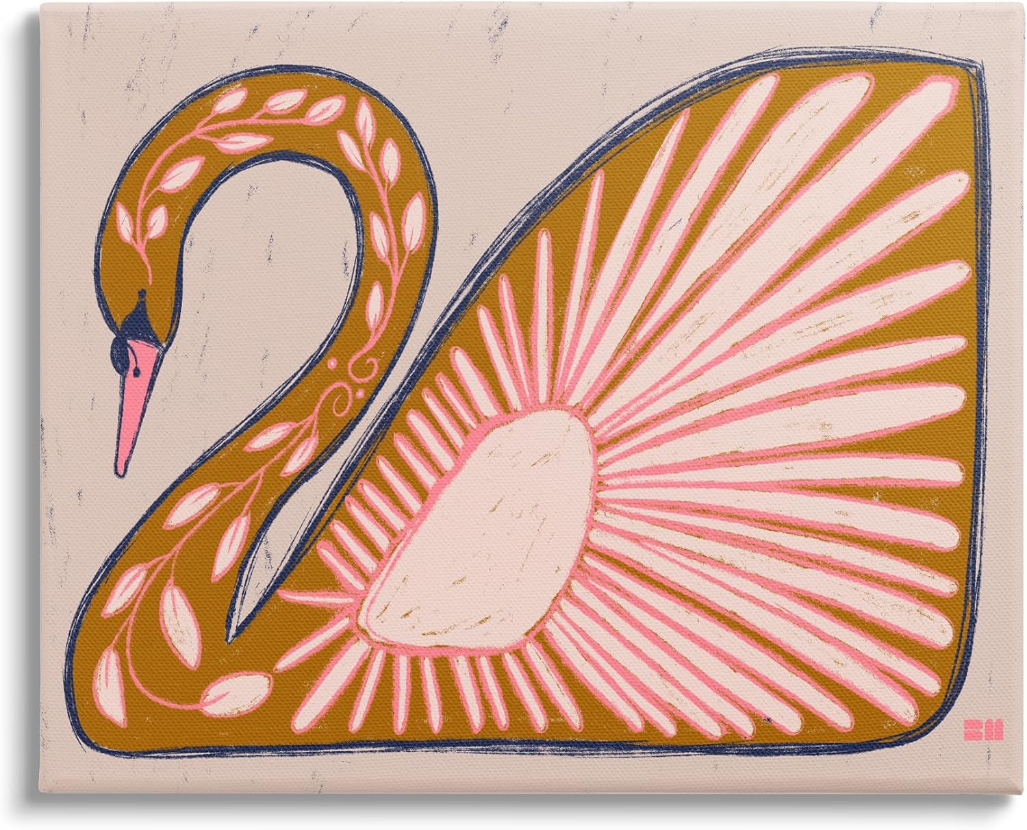 Stupell Industries Boho Patterned Swan Canvas Wall Art by Birgit Maria Kiennast