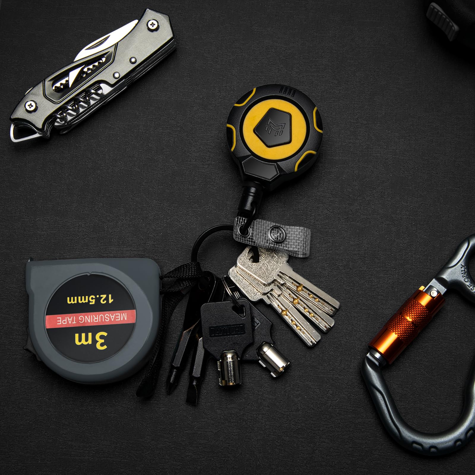 MNGARISTA Upgraded Heavy Duty Retractable Keychain with Belt Clip, 283.5 g Retraction, 80 cm Stainless Steel Cord - Image 2