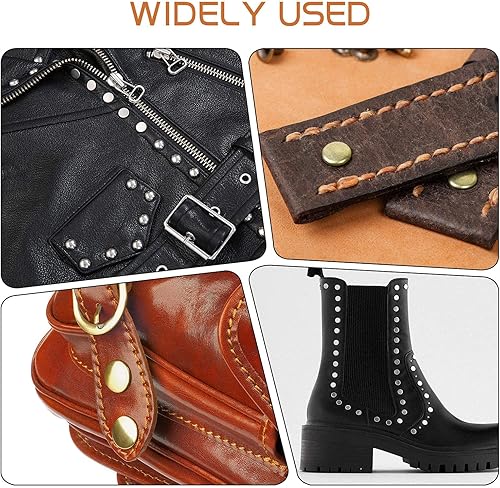 Miniatura 2 de Alritz 240 juegos de remaches de cuero, remaches tubulares de doble tapa, 4 colores, 2 tamaños, tachuelas de metal con herramientas de fijación para