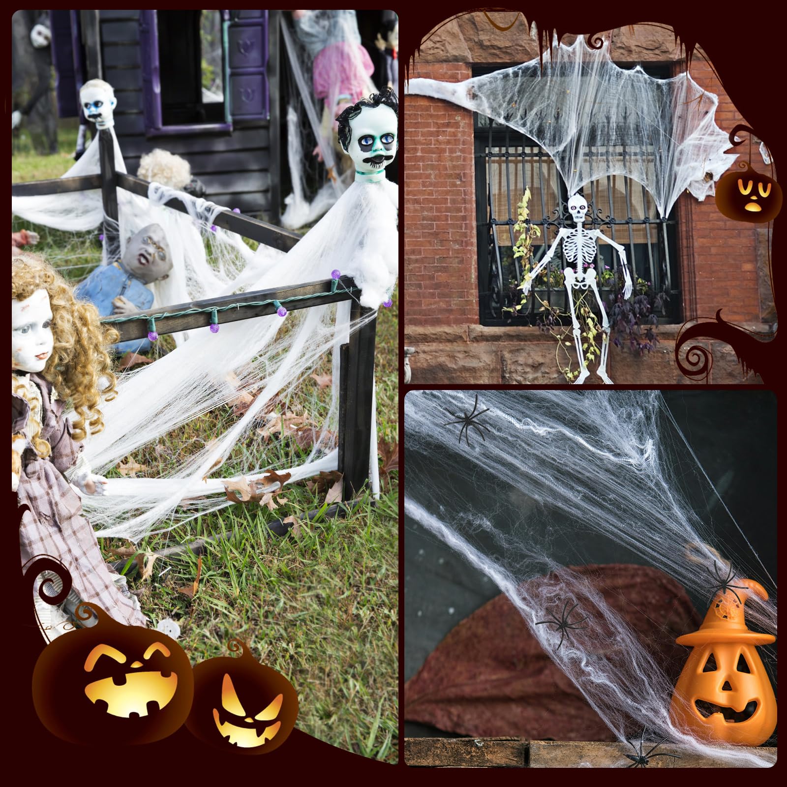 Decoración Halloween Telaraña Con 60 Arañas Falsas - Tela Blanca Elástica, Ideal Interior Y Exterior Decoración Halloween Telaraña Con 60 Arañas Falsas - Tela Blanca Elástica, Ideal Interior Y Exterior