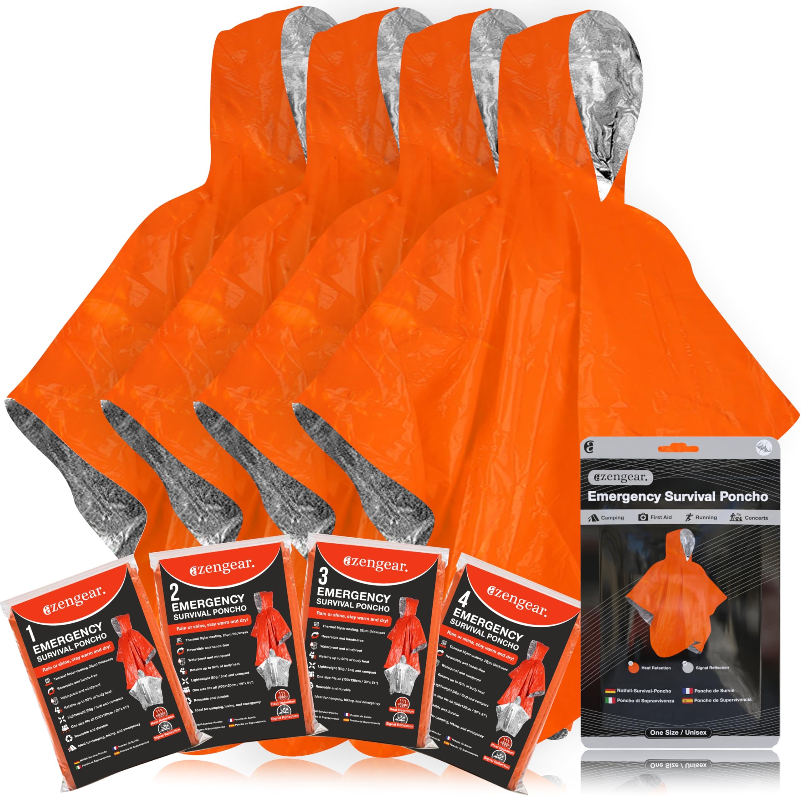 aZengear Poncho de Survie d'urgence (Lot de 4) Couverture Thermique en — free download