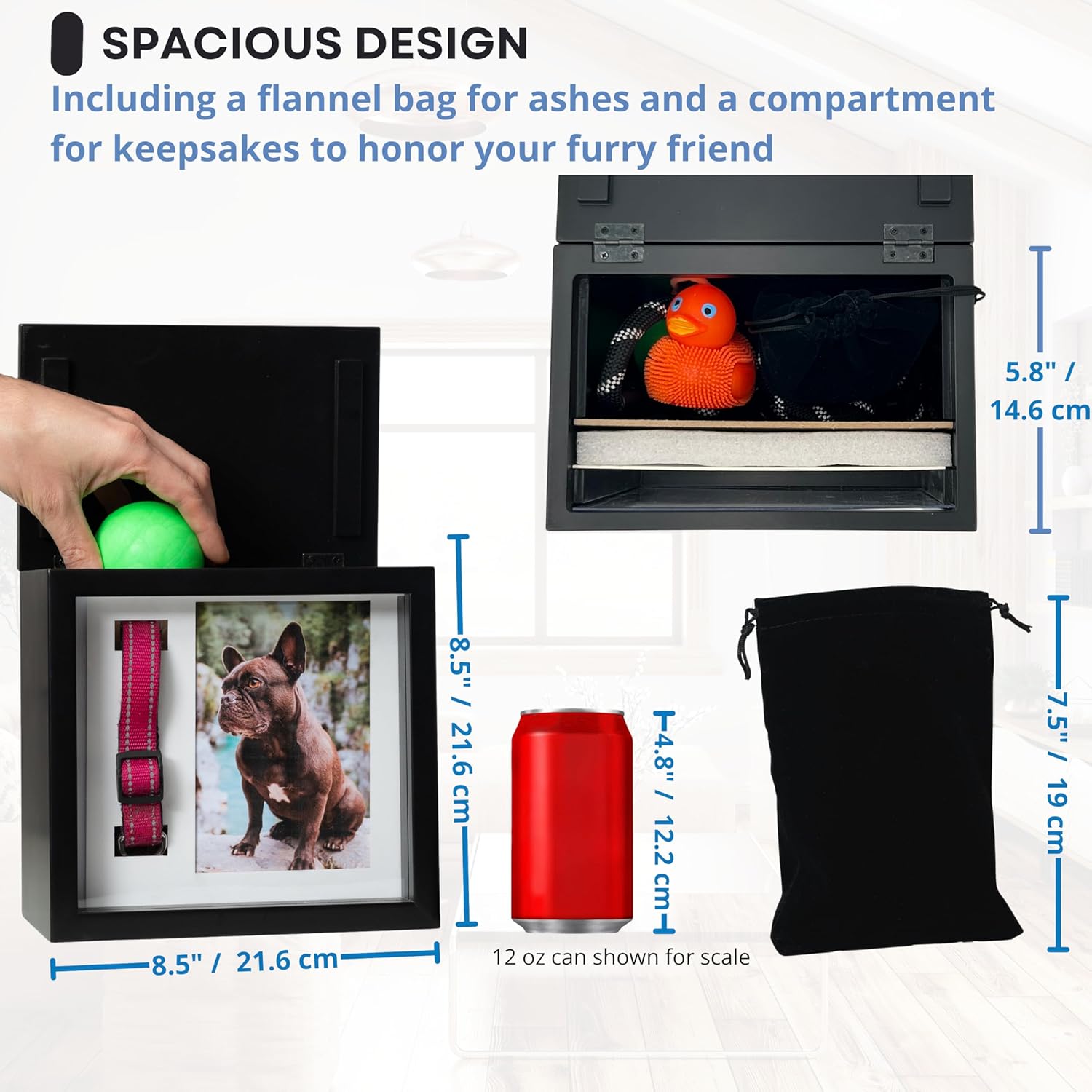 Dog Urn for Ashes, 4 Customizable Displays with Paw Print Ink Kit and Flannel Bag, Pet Urns for Dogs Ashes, Pet Cremation Box, Cat Urn for Ashes, Dog Ashes Keepsake