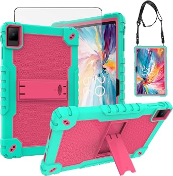 for TCL TAB 10 NXTPAPER 5G 10.4 Inch Tablet Case Shockproof Silicone Protective Cover with Screen Protector for TCL TAB 10 NXTPAPER 5G 10.4 Inch Model 9199S Tablet Green/Pink/1 PC