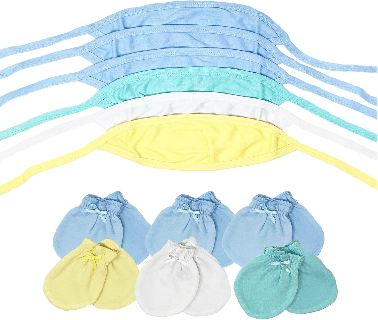 I&S Newborn Baby Gift Set 100% Cotton Belly Button Covers and Mittens for Boys Girls