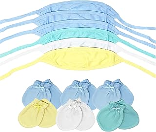 I&S Newborn Baby Gift Set Belly Button Covers and Mittens for Boys Girls (12 Pack - Blues, Yellow, Green, White) Price In India