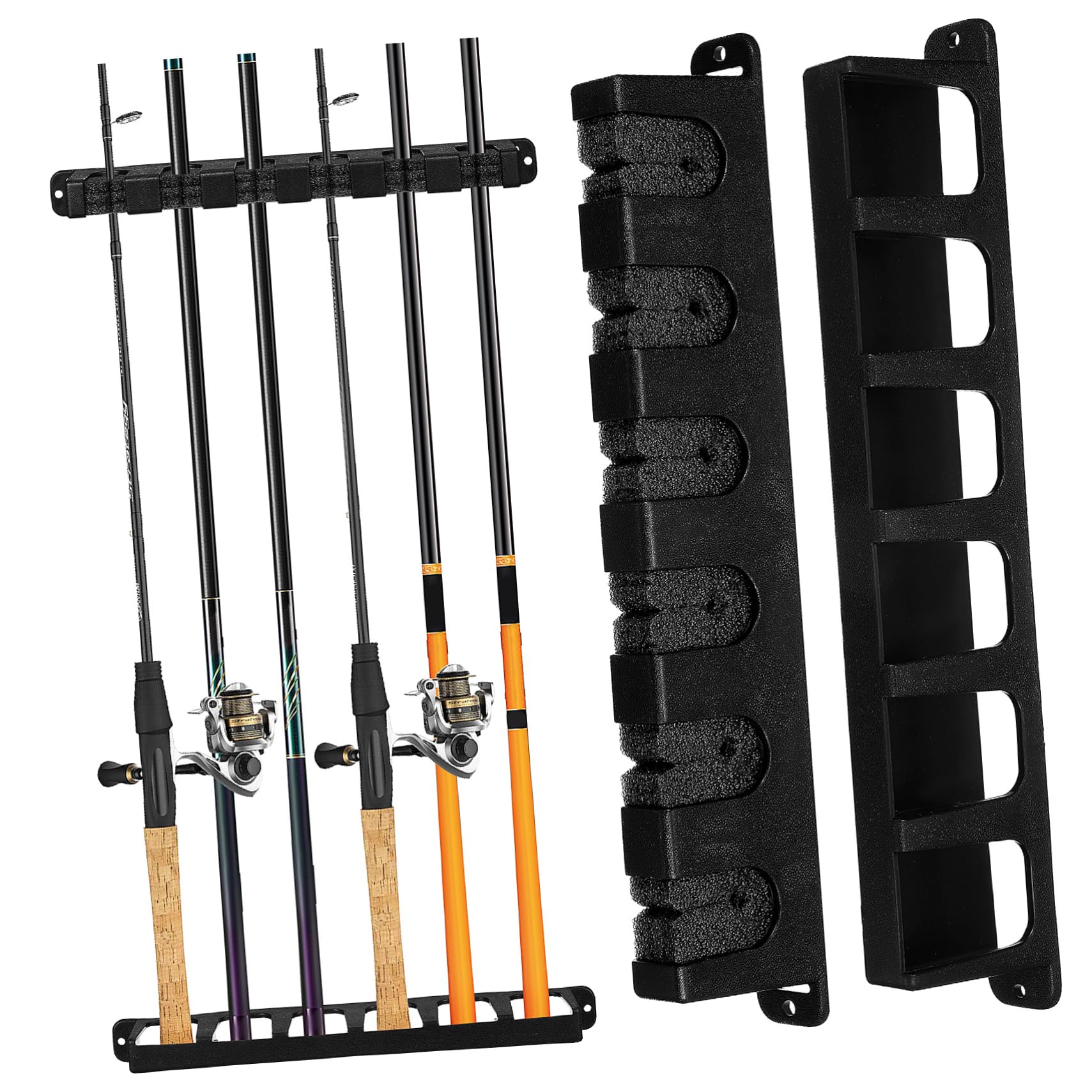 KICHOUSE 1 Set Wall Mount Fishing Rod Holder Vertical Rod Rack Space-saving Abs Fishing Pole Organizer