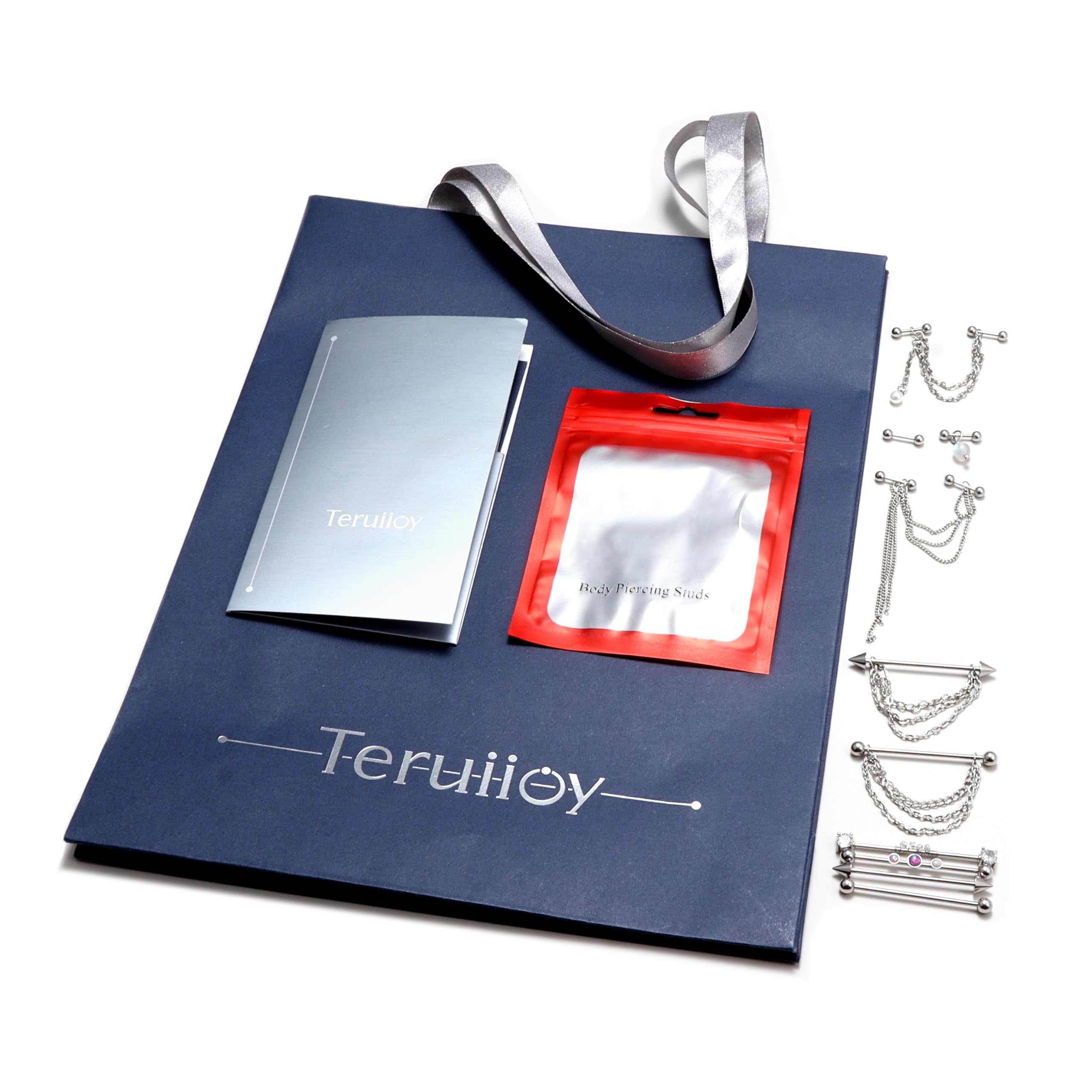 Teruiioy 14G Chain Industrial Earrings Stainless Steel Industrial Piercing Jewelry Double Helix Piercing Earrings for Women Men