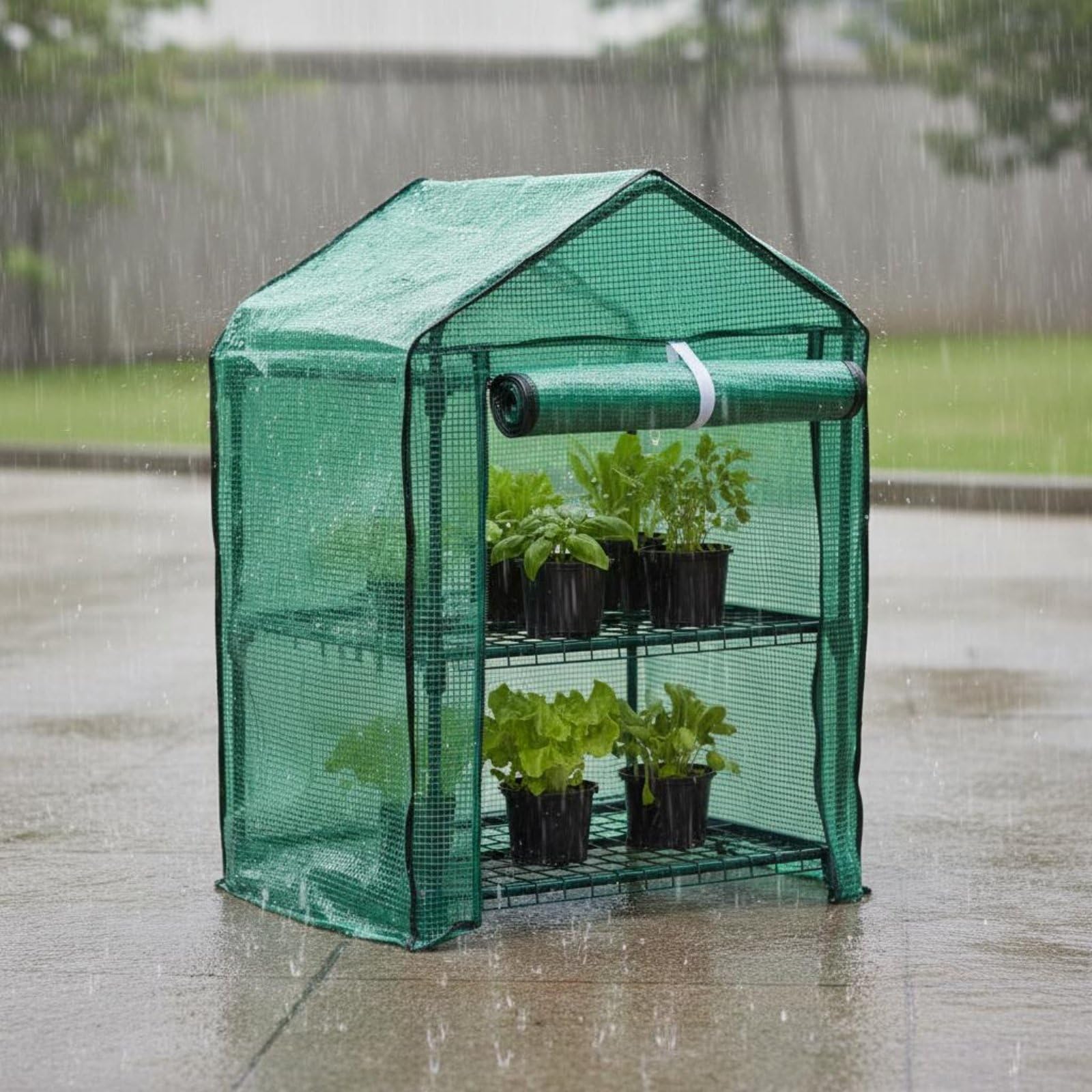 Mini Serra a 2 Livelli Parasole Tenda Serra Impermeabile Anti Pioggia Attrezzatura da Giardino per Balcone, Terrazzo