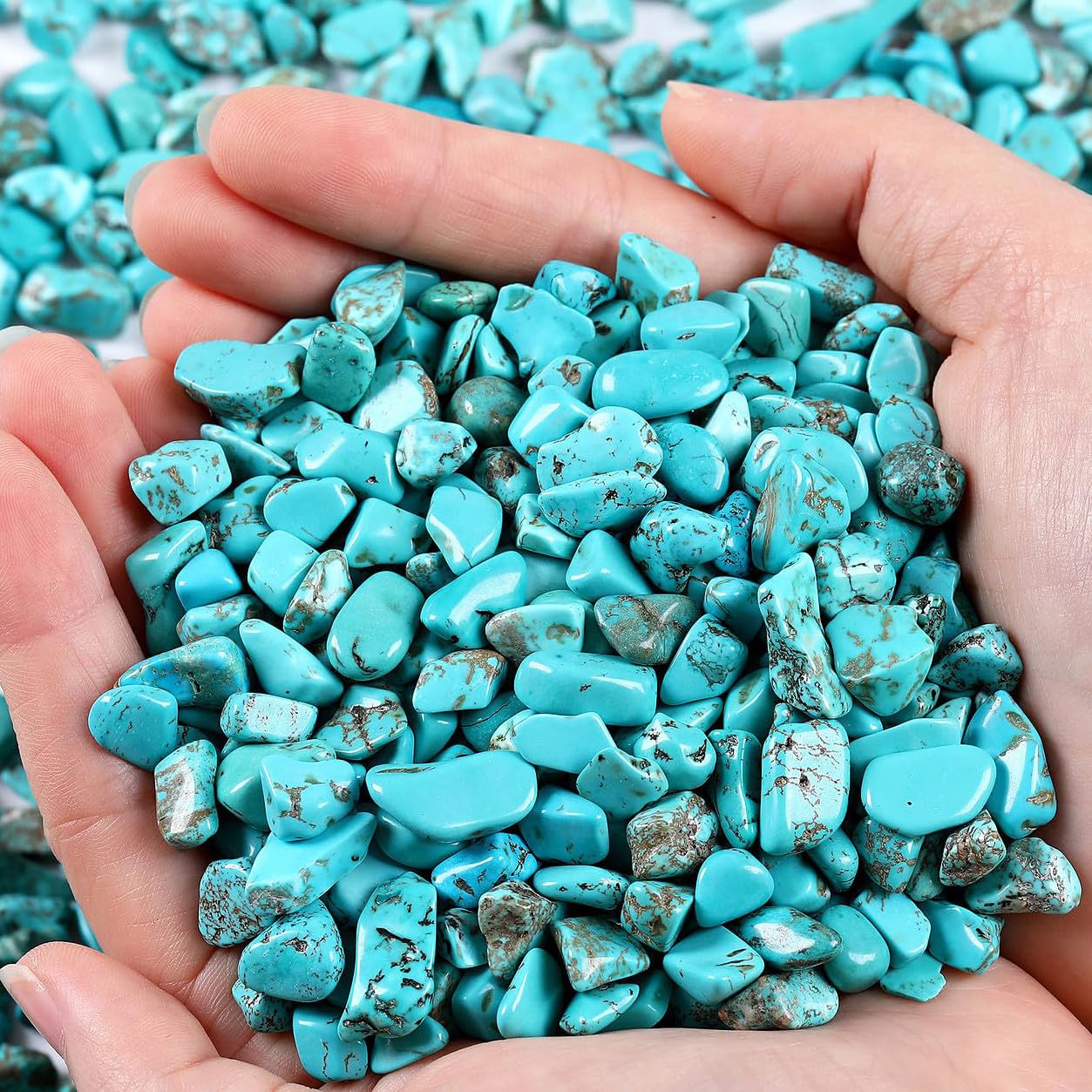 XIANNVXI Green Turquoise Crystal Chips Healing Crystals Crushed Stones Tumbled Crystal Bulk Gemstones Reiki Irregular Crushed Crystals 250g 0.55lbs