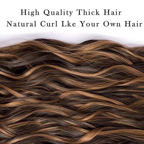 Miniatura 4 de Einaey Extensiones de cabello con clip, 4 extensiones de cabello sintético largo y ondulado, extensiones de cabello sintético de 20 pulgadas de