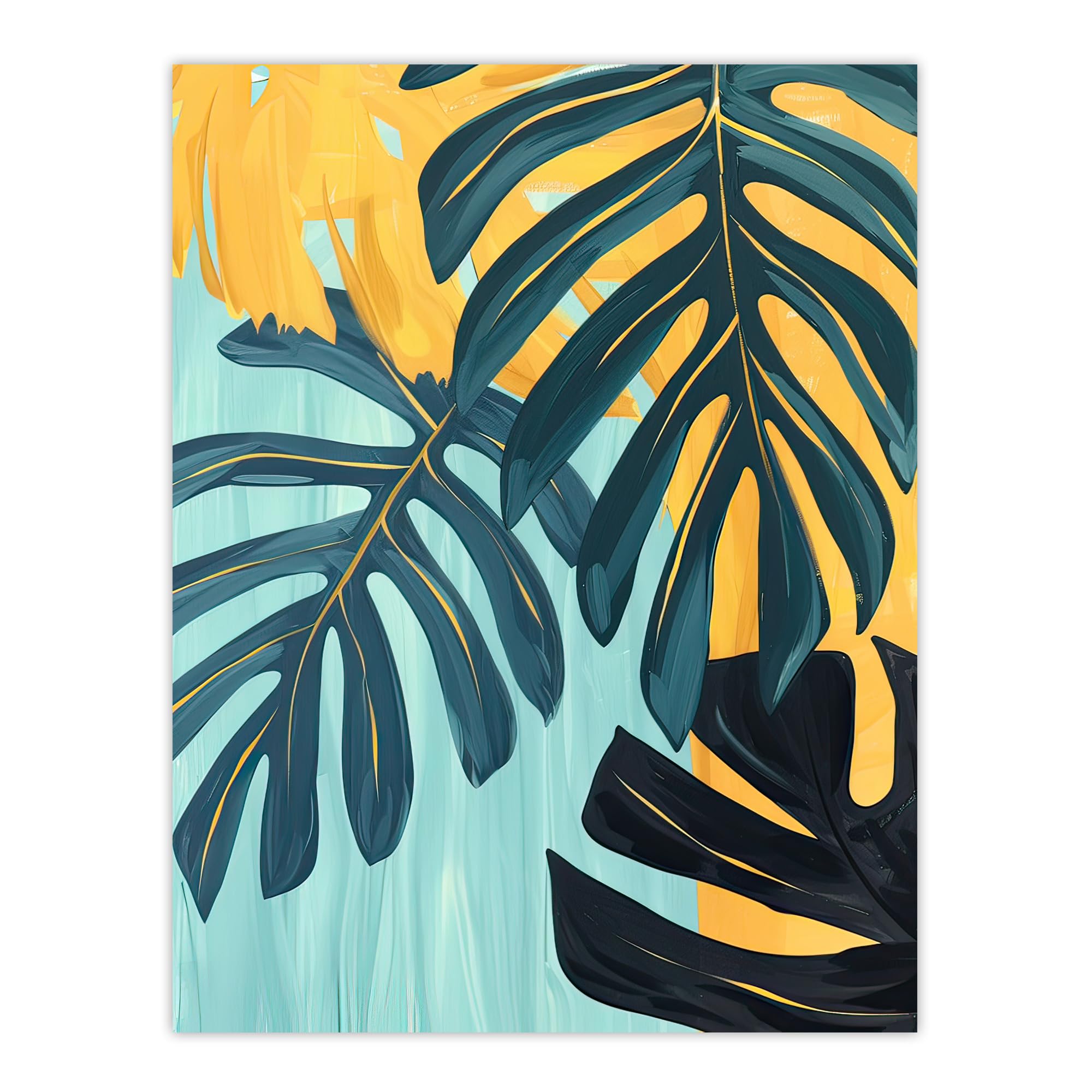Artery8 Monstera Deliciosa Leaves Wall Art Print W18" x H24"