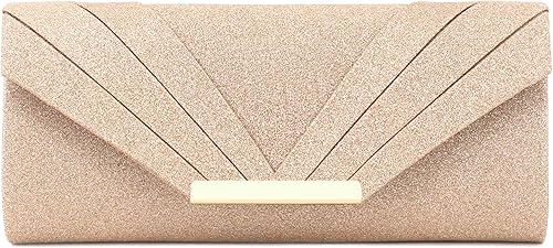 Naimo Bolso de embrague de Paillette Sparkle para mujer bolso de noche para fiesta cóctel boda elegancia monedero Oro, Rose gold, Plateado
