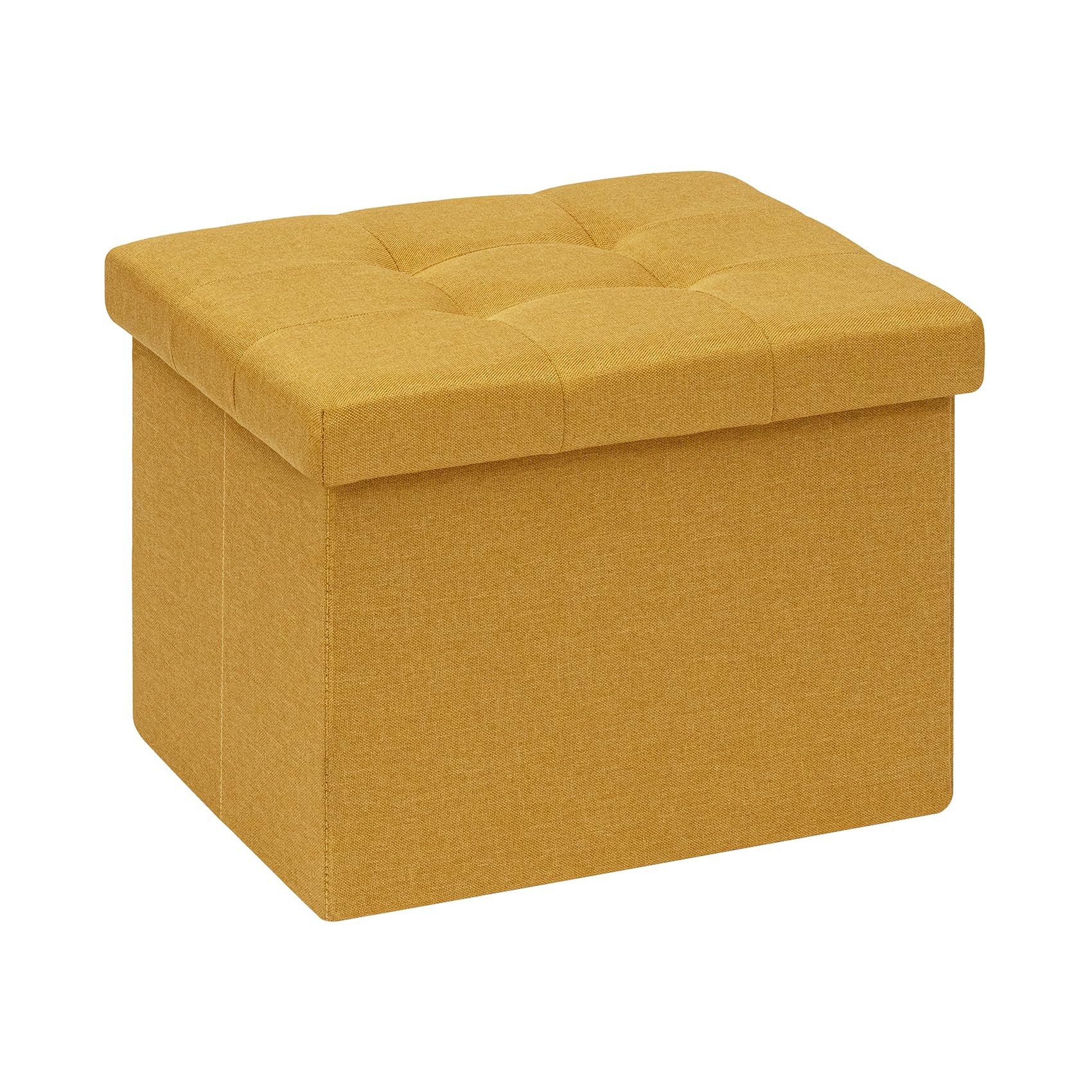 Bonlife Pouf Contenitore Panca Sgabello Contenitore, Piccoli Tavolino Salotto Lino Cubo Portaoggetti Pouf da Camera Quadrato per Soggiorno, Camera da Letto, Ingresso,42x32x32cm Zenzero