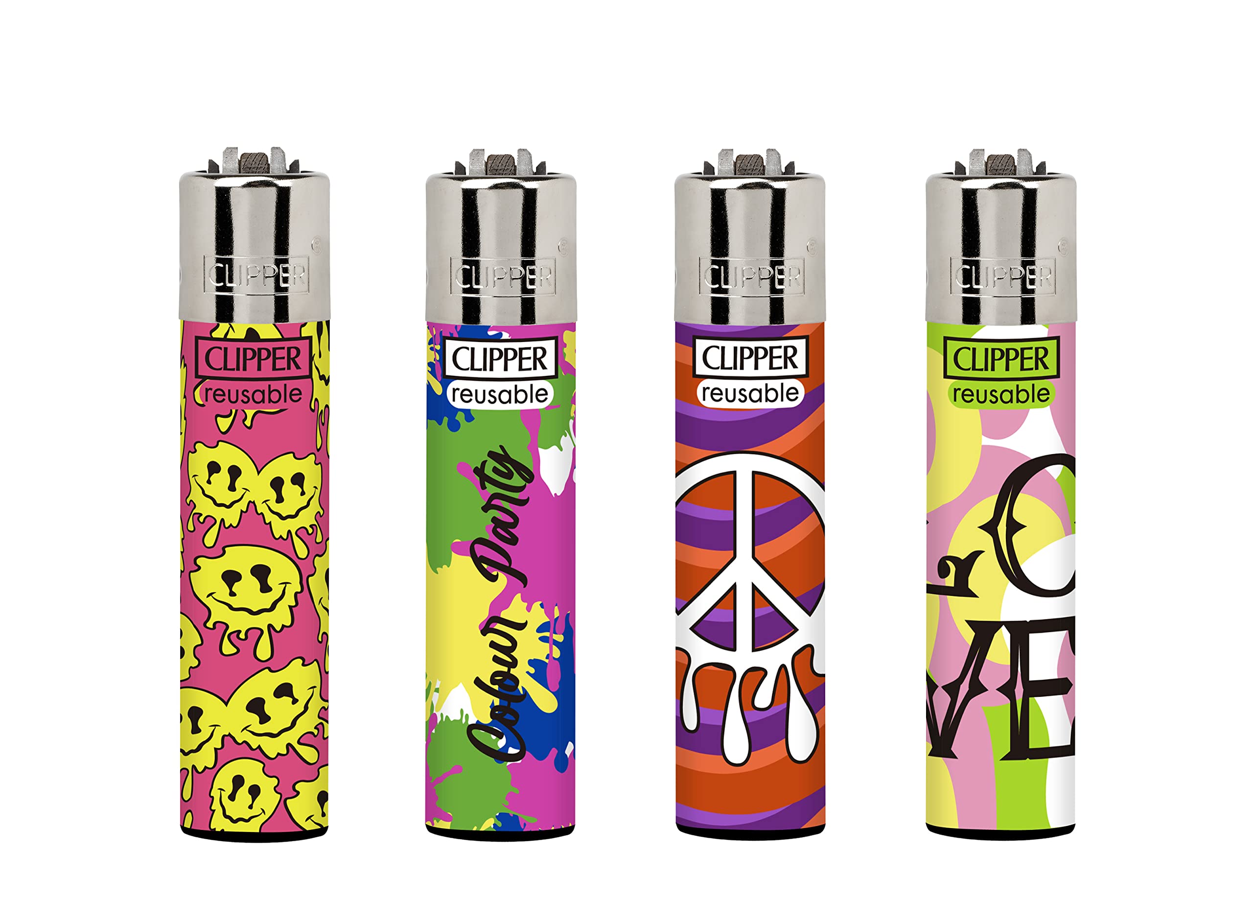 Buy 4 x Clipper Lighters Set COLOUR PARTY 1 MAXI SIZE LIGHTER