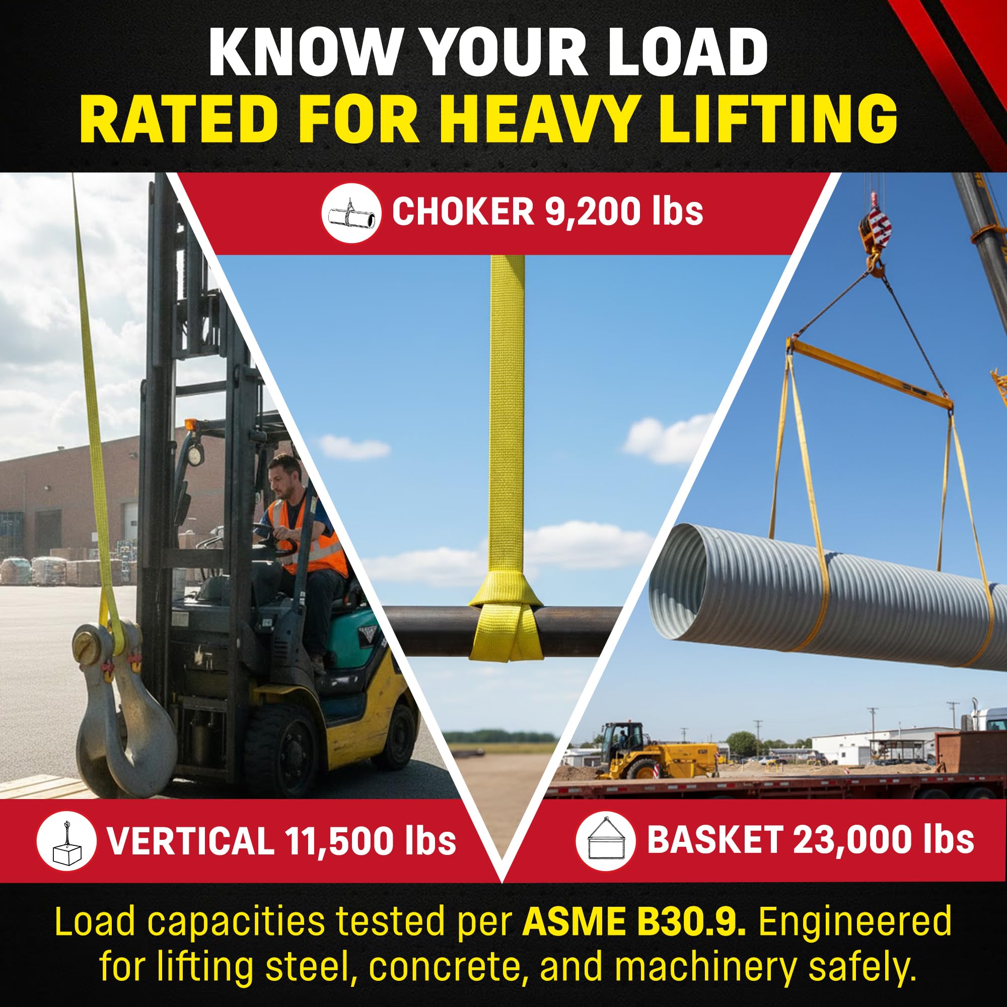 Heavy Duty Nylon Lifting Sling - 16ft, 23,000 lb Capacity -3 Heavy Duty Nylon Lifting Sling - 16ft, 23,000 lb Capacity -3