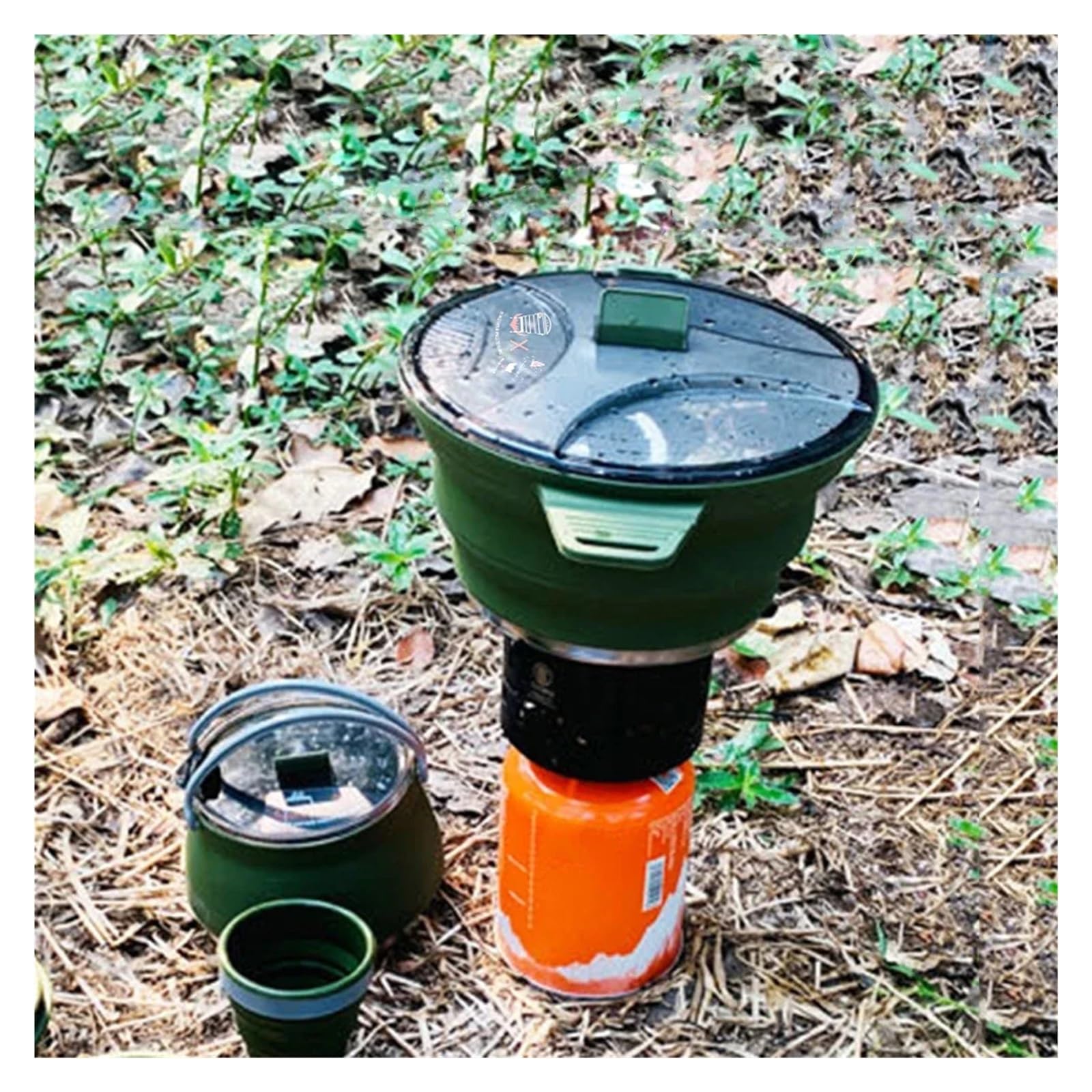 Pentole da campeggio pieghevoli in silicone portatili resistenti al calore, compatibili for picnic all'aperto(SetB)