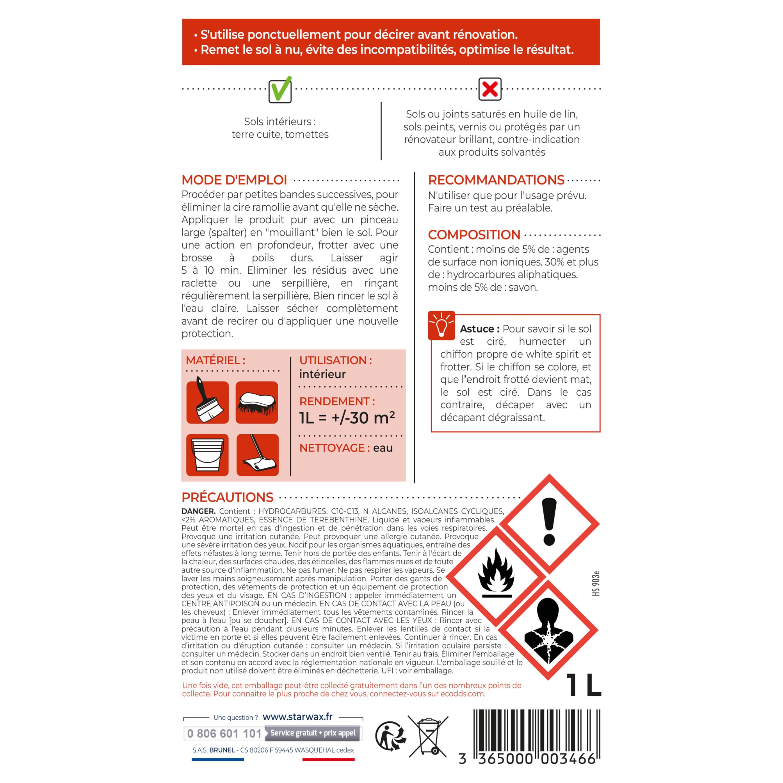 Starwax 346 decapant cera delantero renovation tomettes y Terres cuites – – Juego de 2