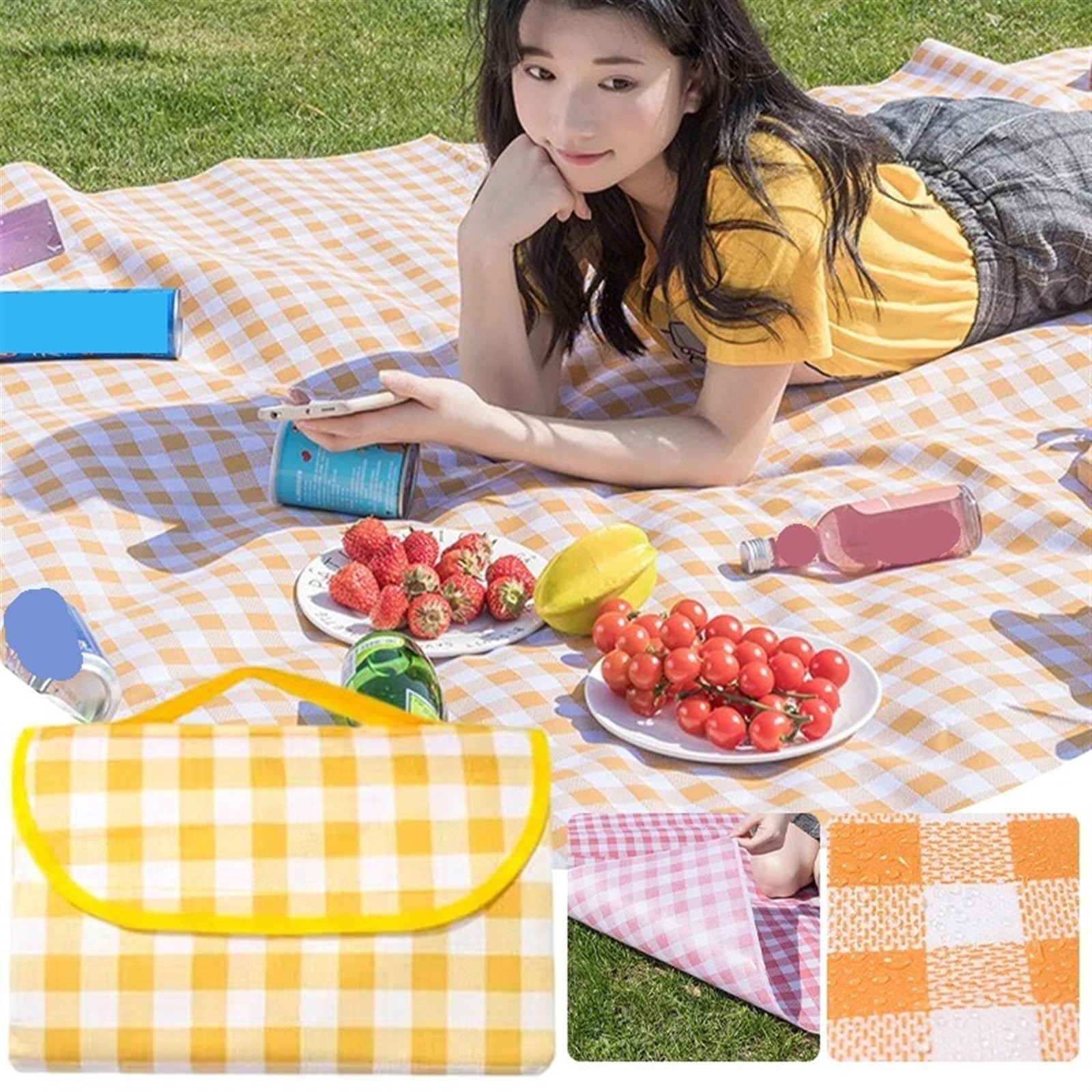 Tapis de Camping extérieur épais, imperméable, Couverture de Pique-Nique Portable, Tapis de Sol de Camping de Plage, Tapis de Couchage de Voyage Couverture de Plage(Red-200x200cm)