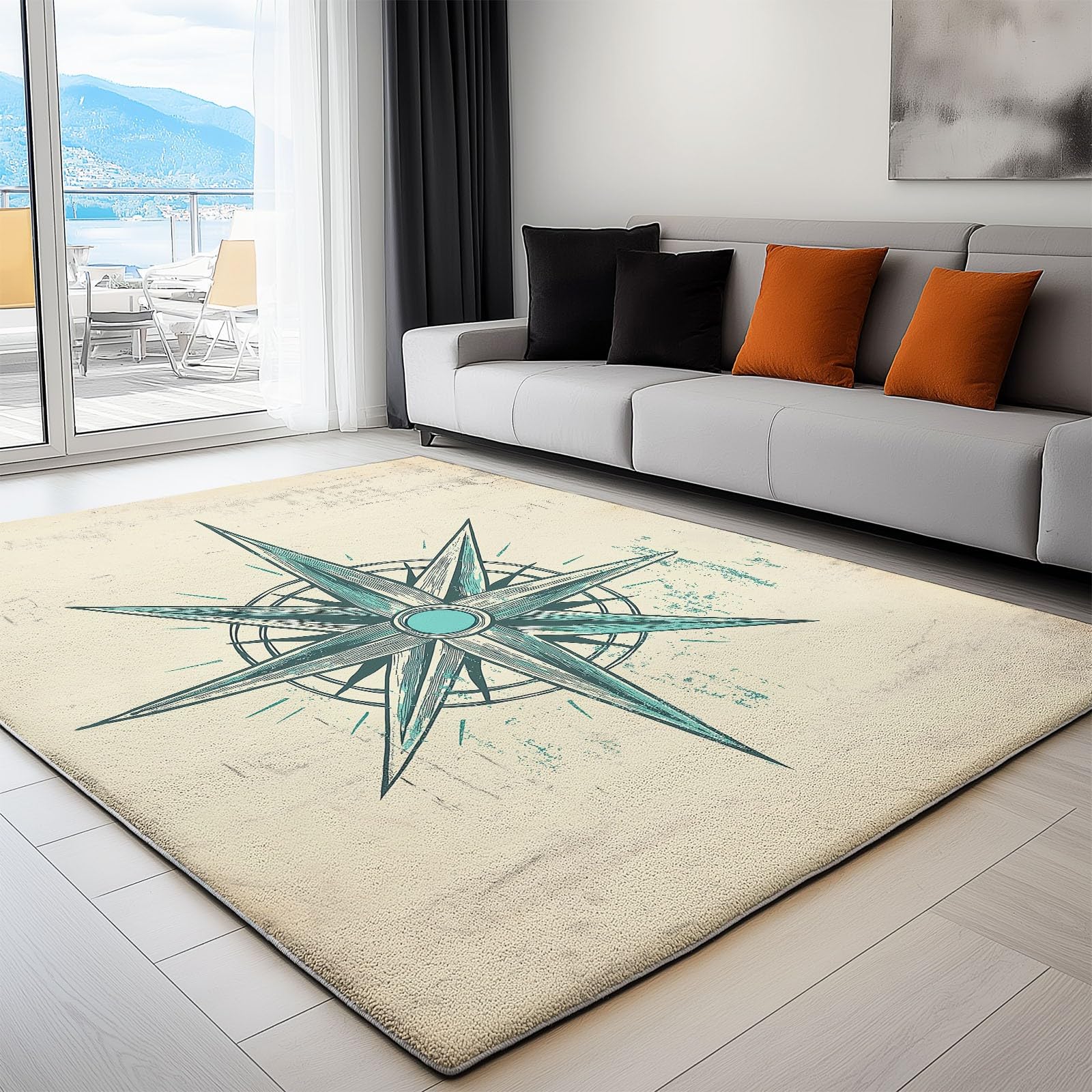 Stile Retrò Tappeto lavabile in lavatrice 80x150cm, Trama Dipinta A Mano Retrò Rosa Dei Venti Antiscivolo Non perde pelucchi Tappeto, Tappeto vintage per interni per soggiorno, camera da letto