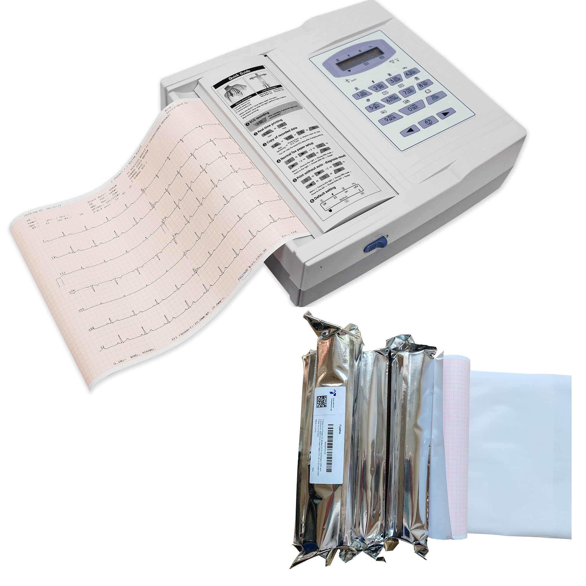 5 Rolls Premium ECG Paper for BioNet ECG Cardiocare 2000 and Cardiotouch 3000, Cardio7, and Cardio7-S EKG Chart Paper 215 mm X 25 meter by LongTeco