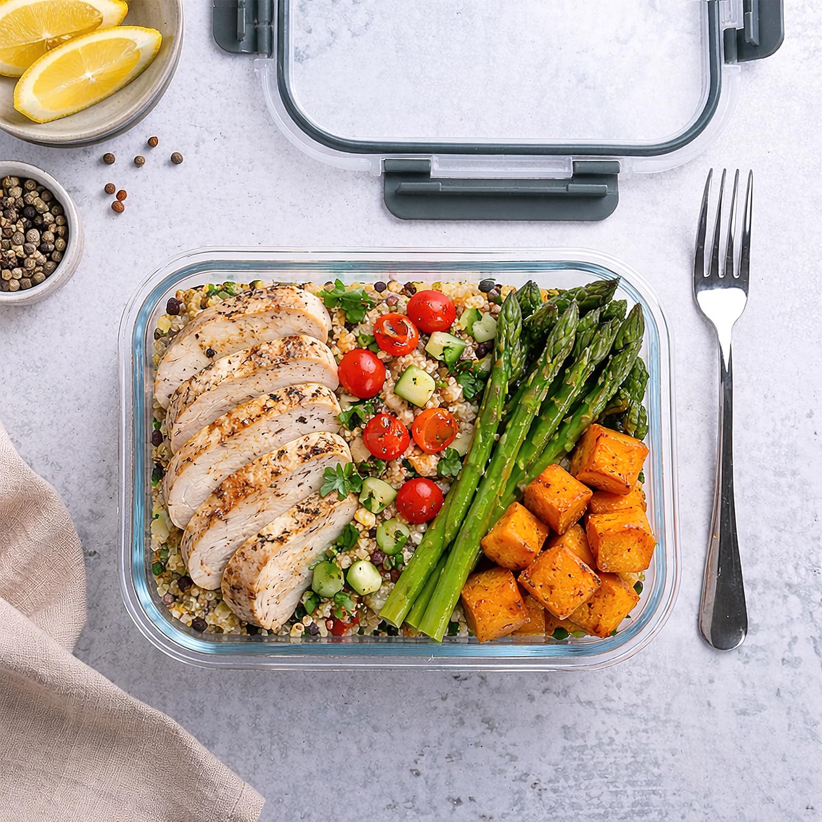 Frischhaltedosen mit Deckel 10er Set Glasbehälter Meal Prep Boxen Auslaufsicher & BPA-frei Luftdichte Glas Vorratsdosen für Küche Lebensmittel Aufbewahrung Behälter & Mittagessen (5x 1000ml, 5x 400ml)