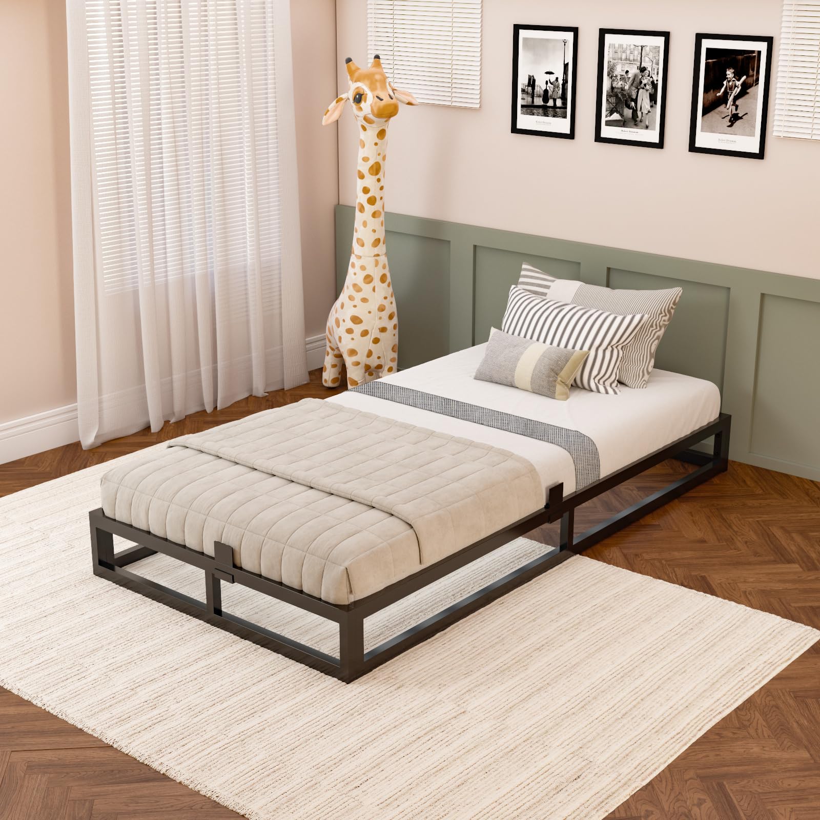 Amazon.com: Bilily 6 Inch Twin Bed Frame with Steel Slat