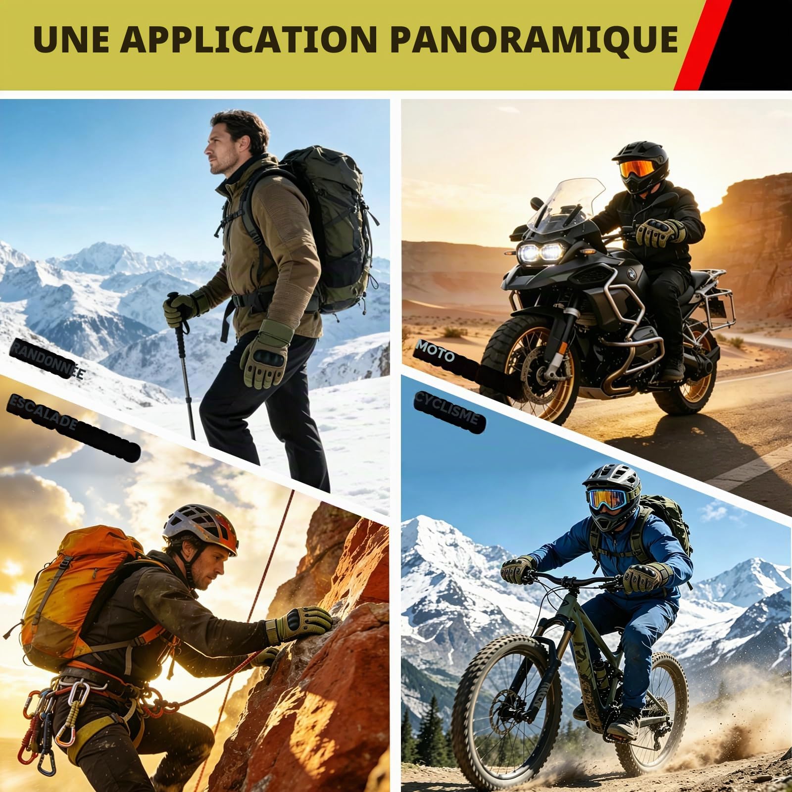 GES Gants de moto, gants de moto tactiles pour hommes avec doigts à écran tactile VTT conduisant des gants de motocross (Armée Verte, L)