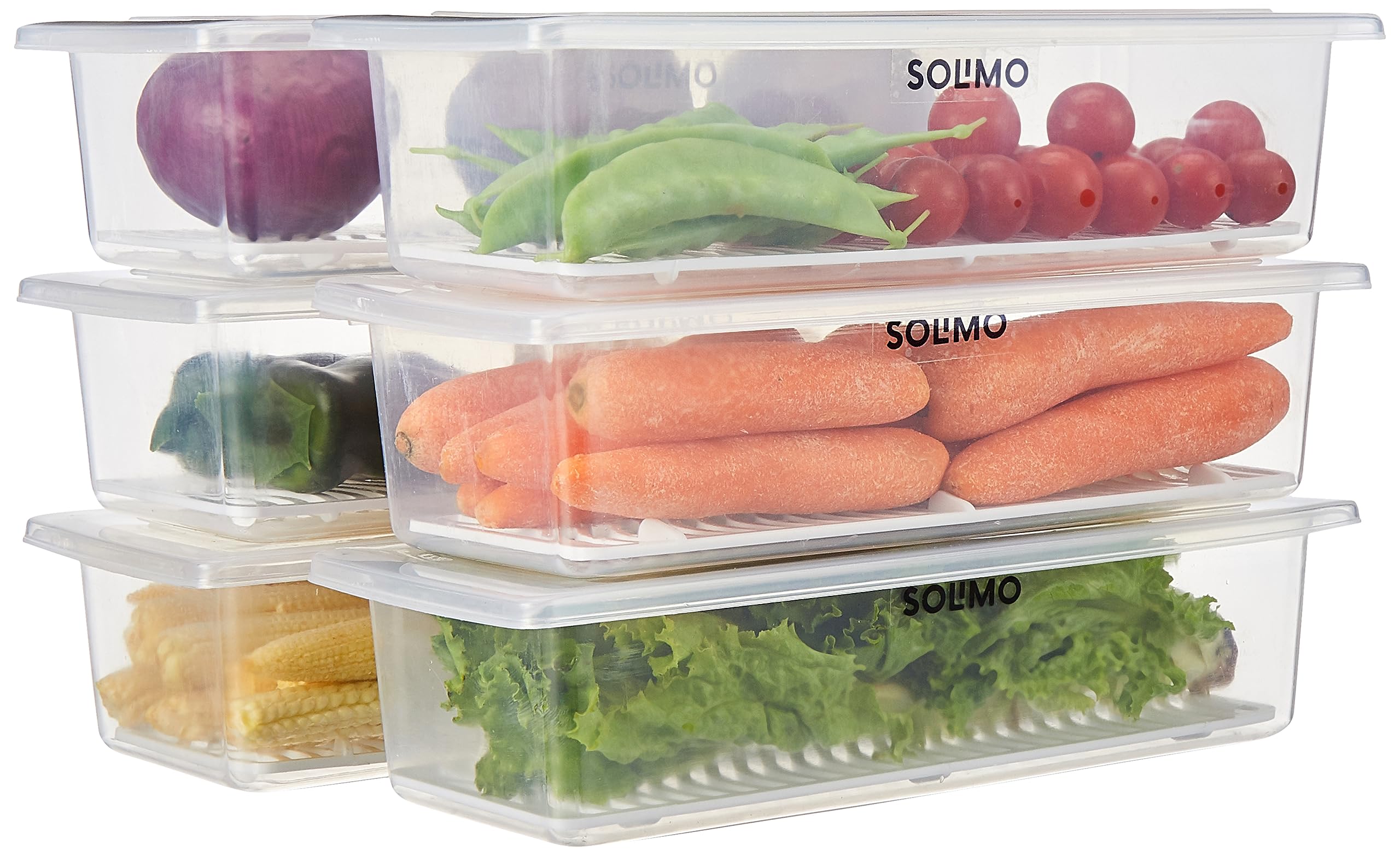 Amazon Brand - Solimo Plastic Stackable Storage Containers With Removable Drain Plate For Fridge, Rectangle, Pack Of 6,White (B0C2ZJNRZS) Amazon Price History, Amazon Price Tracker