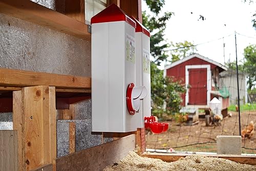 Miniatura 5 de RentACoop Bebedero para pollos de 2 galones con tazas de llenado automático, pezones horizontales, cono anti-gallina y kit de montaje, adecuado para