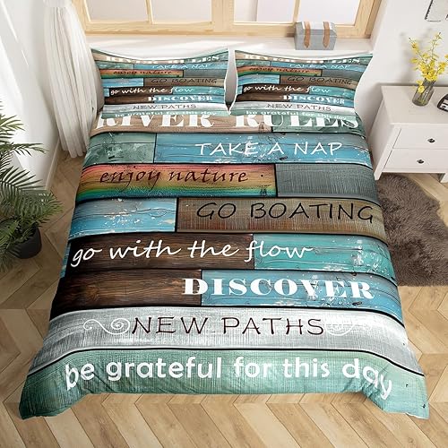 Castle Fairy River Rules - Juego de ropa de cama tamaño Queen, juego de funda de edredón con temática de Lake Life Go Boating para niños y adultos,