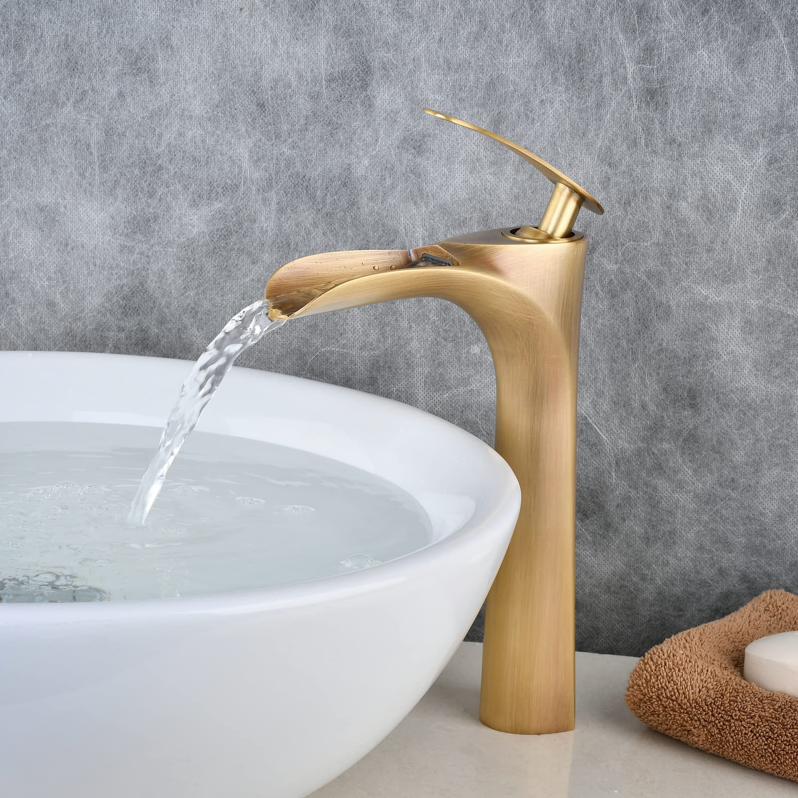 Robinet de salle de bain mitigeur lavabo Beelee cascade robinets d'évier robinet de lavabo robinet monobloc en laiton antique, BL1004AH